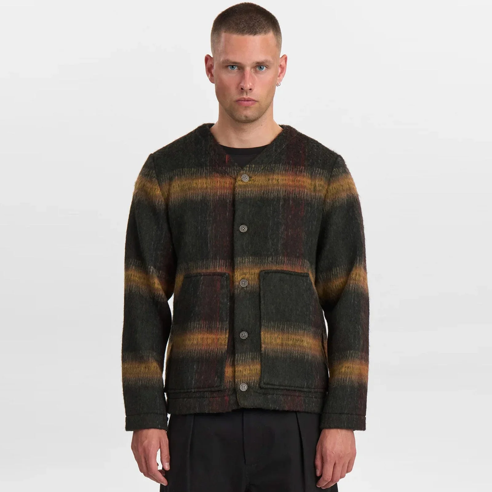 Akdan Heavy Twill Check Overshirt forest night
