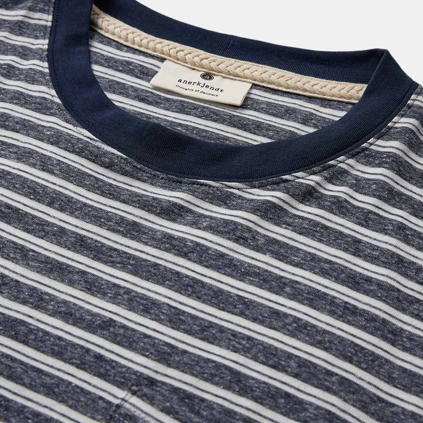 Akkikki Cot/Linen Stripe Tee 3059 sky captain - Image 3