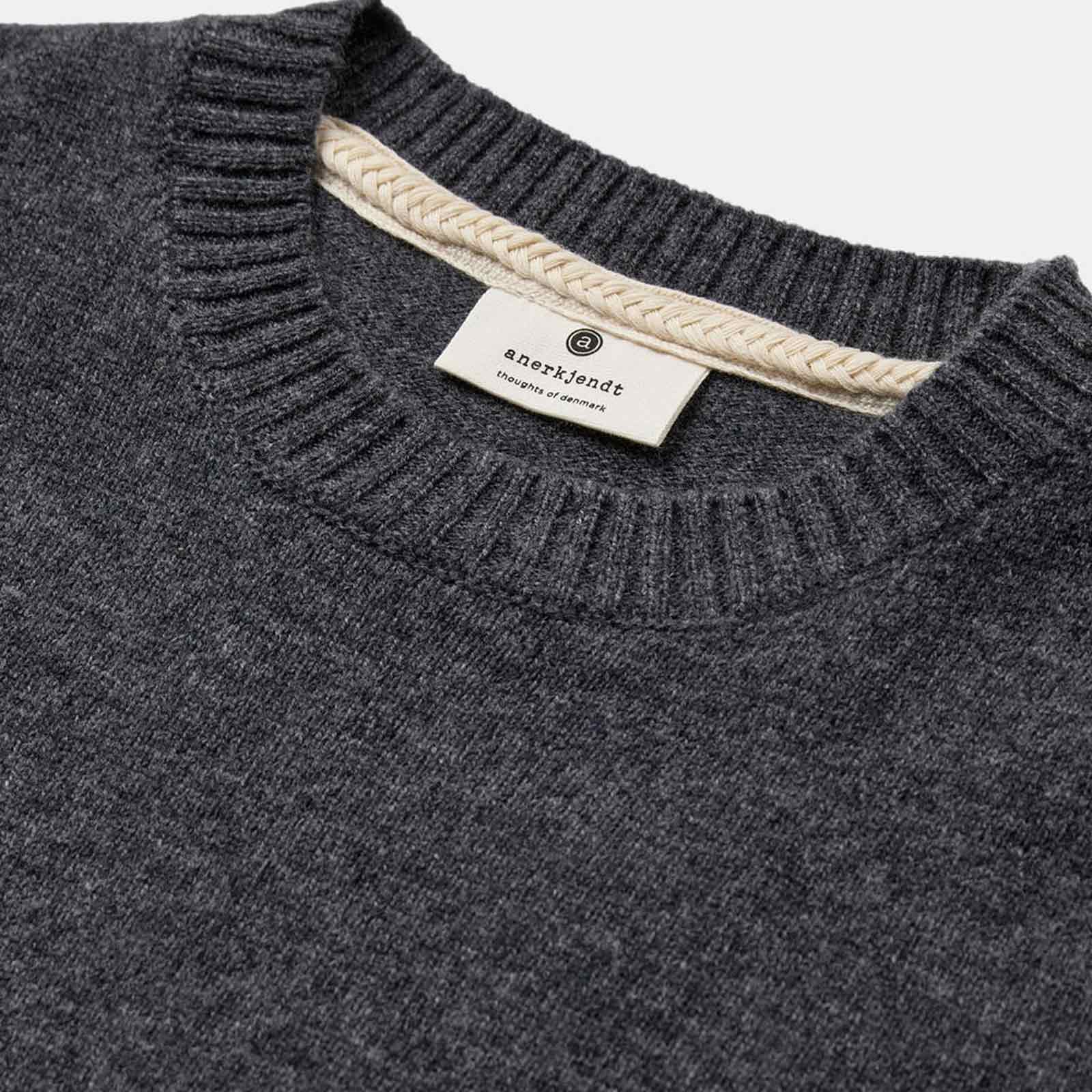 Akpeter Merino Wool Knit Jumper dark grey mel - Image 3