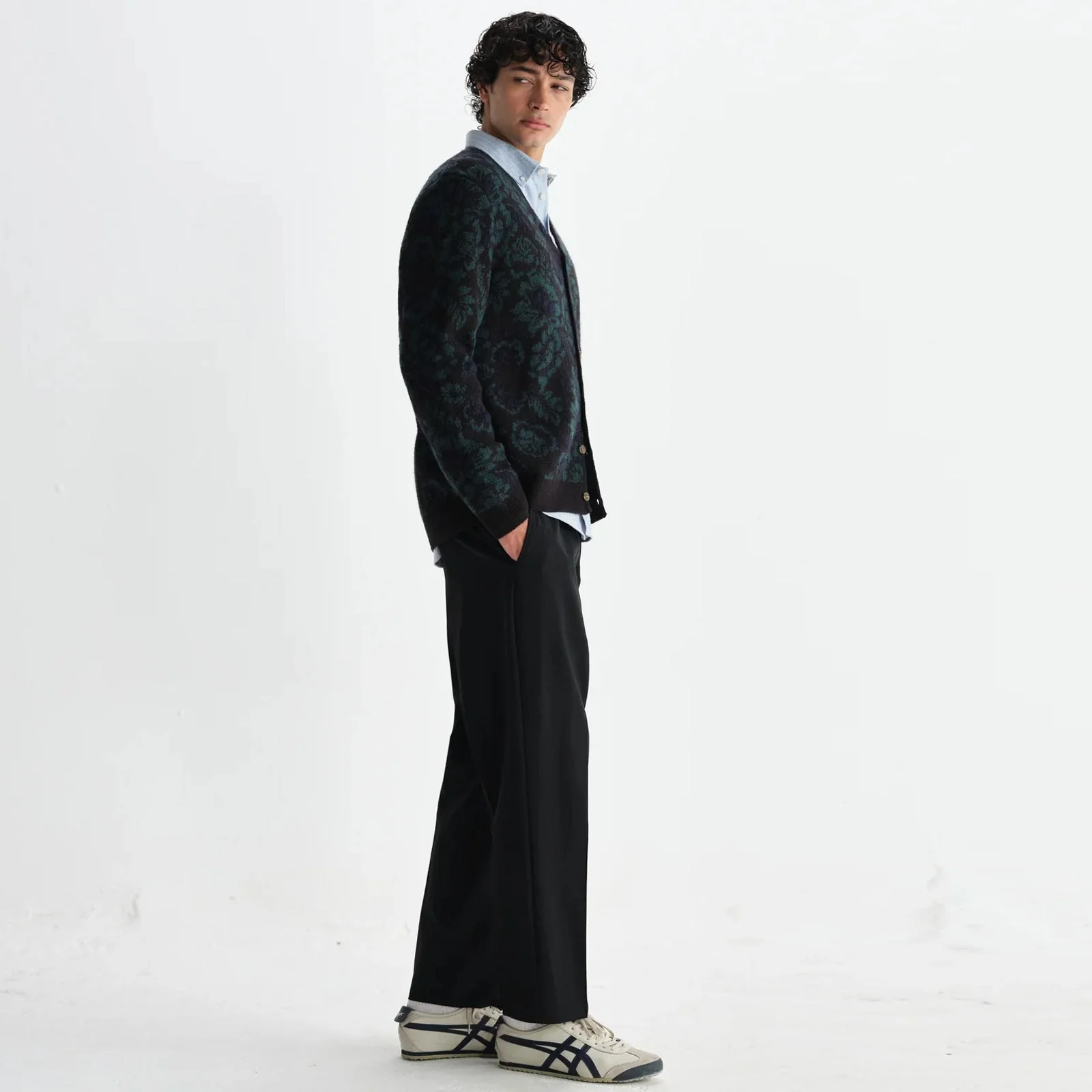Alban Cardigan Floral Text Jcqrd black/green - Image 3