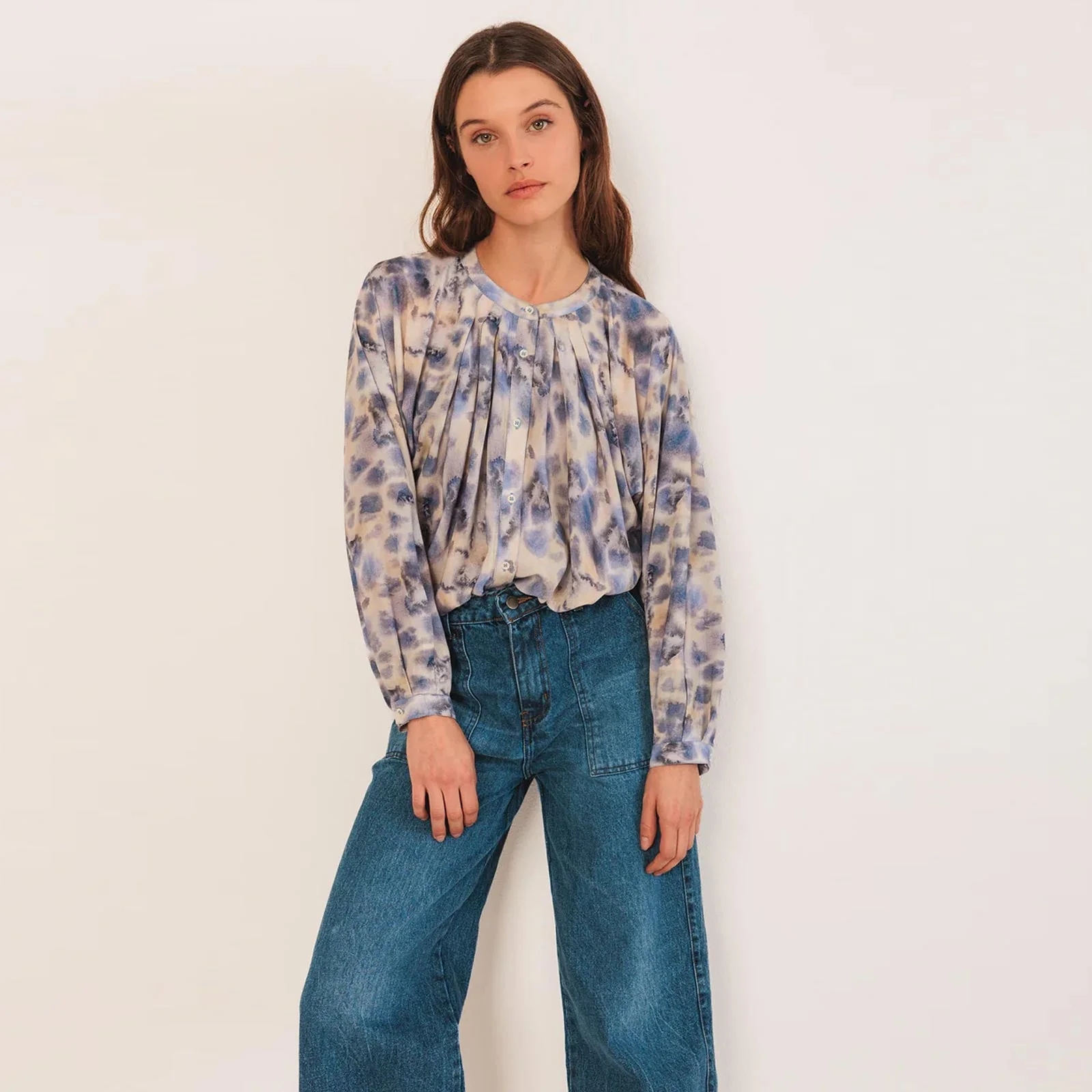 Allover Print Blouse azul