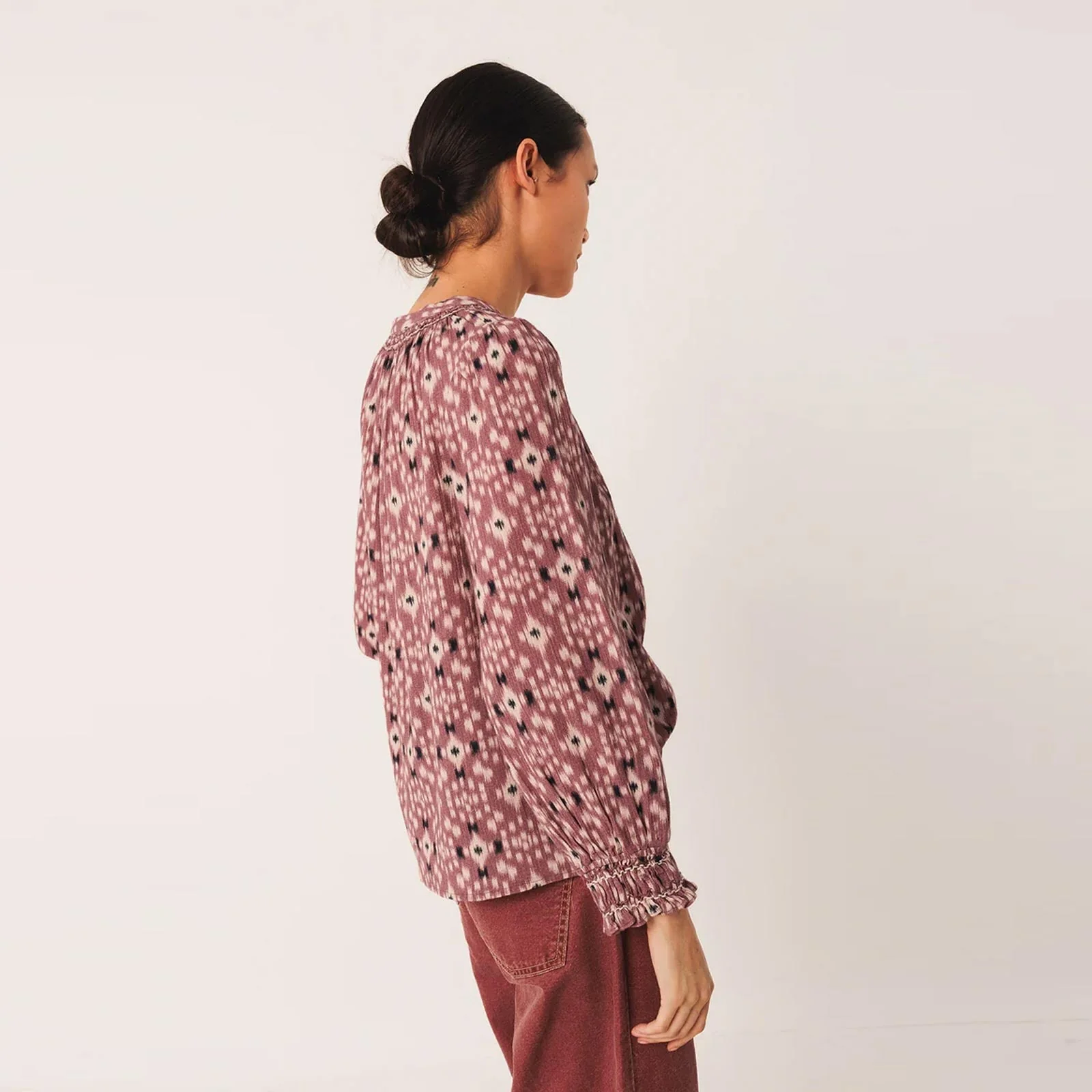 Allover Print Cotton Blouse malva - Image 2