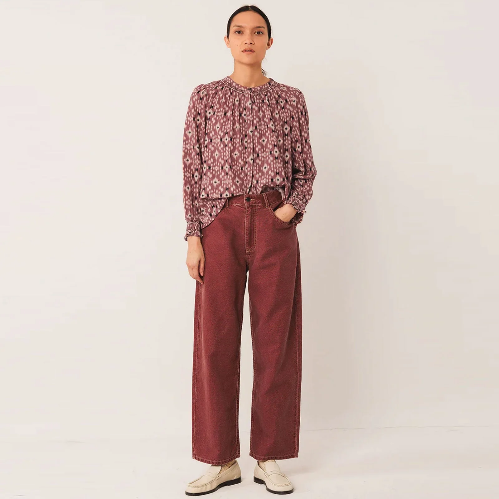 Allover Print Cotton Blouse malva - Image 3