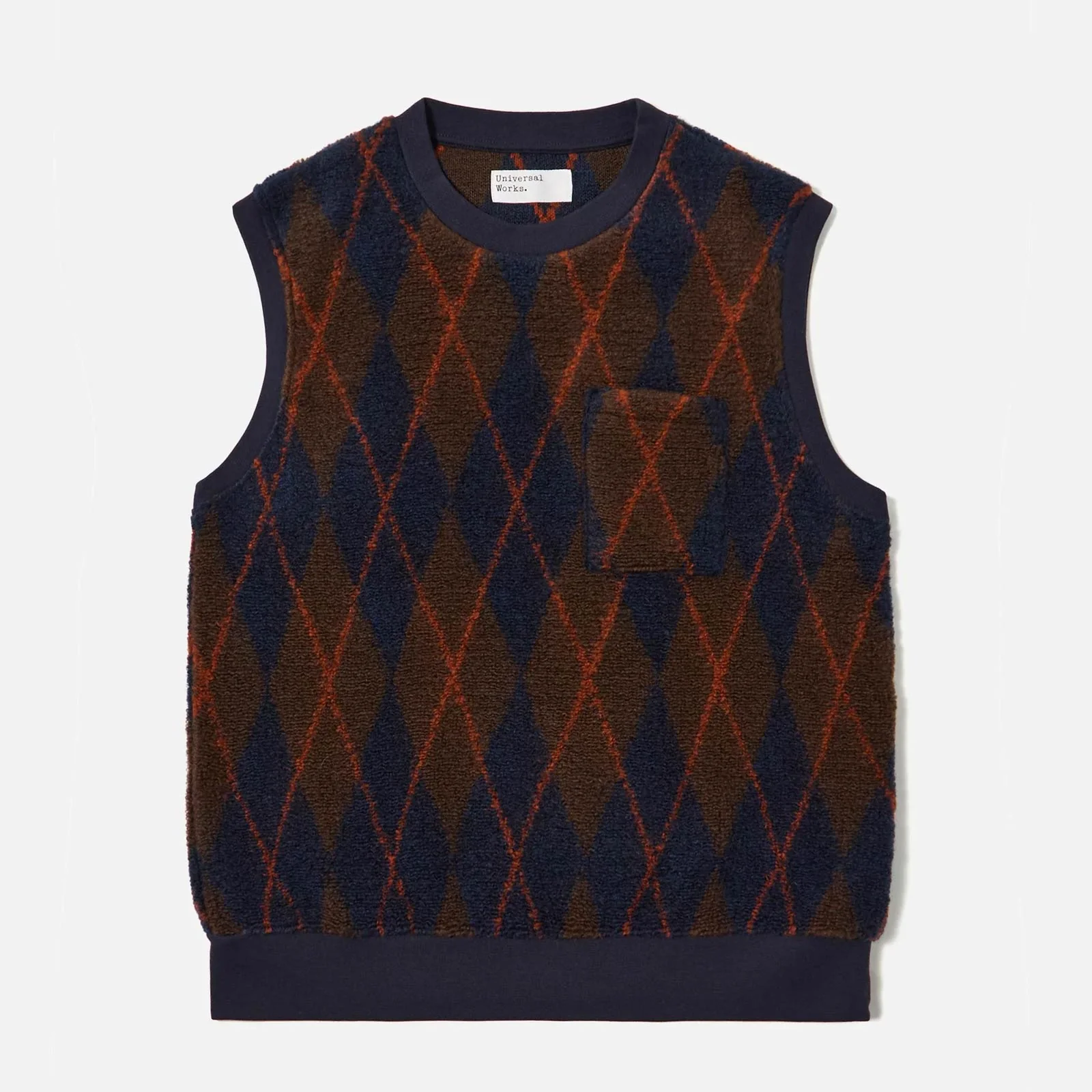 Argyll Sleeveless Fleece Crew brown/navy