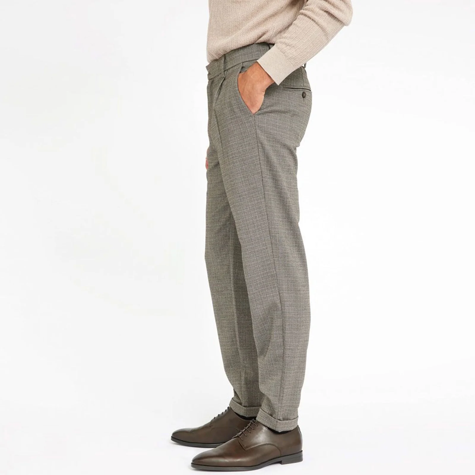 Arthur 489 Trousers brown mini herringbone - Image 3