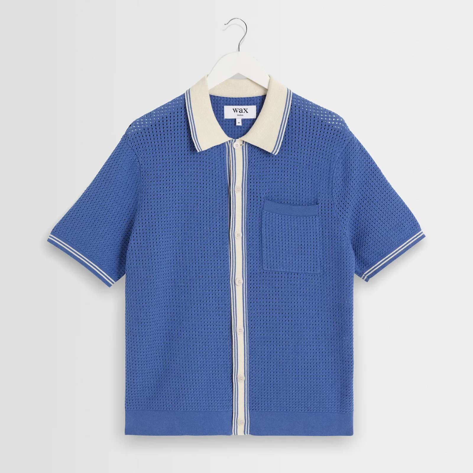 Belle S/S Pointelle Shirt blue/ecru
