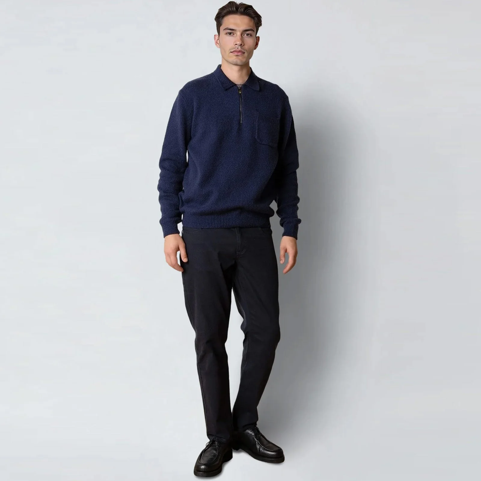 Bryan Knitted Polo navy - Image 4