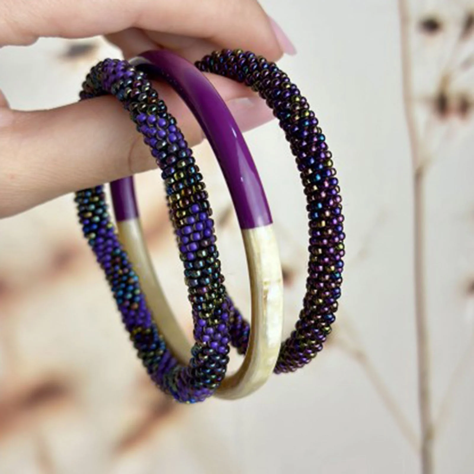 Buffle Horn Bracelet aubergine C07 - Image 2