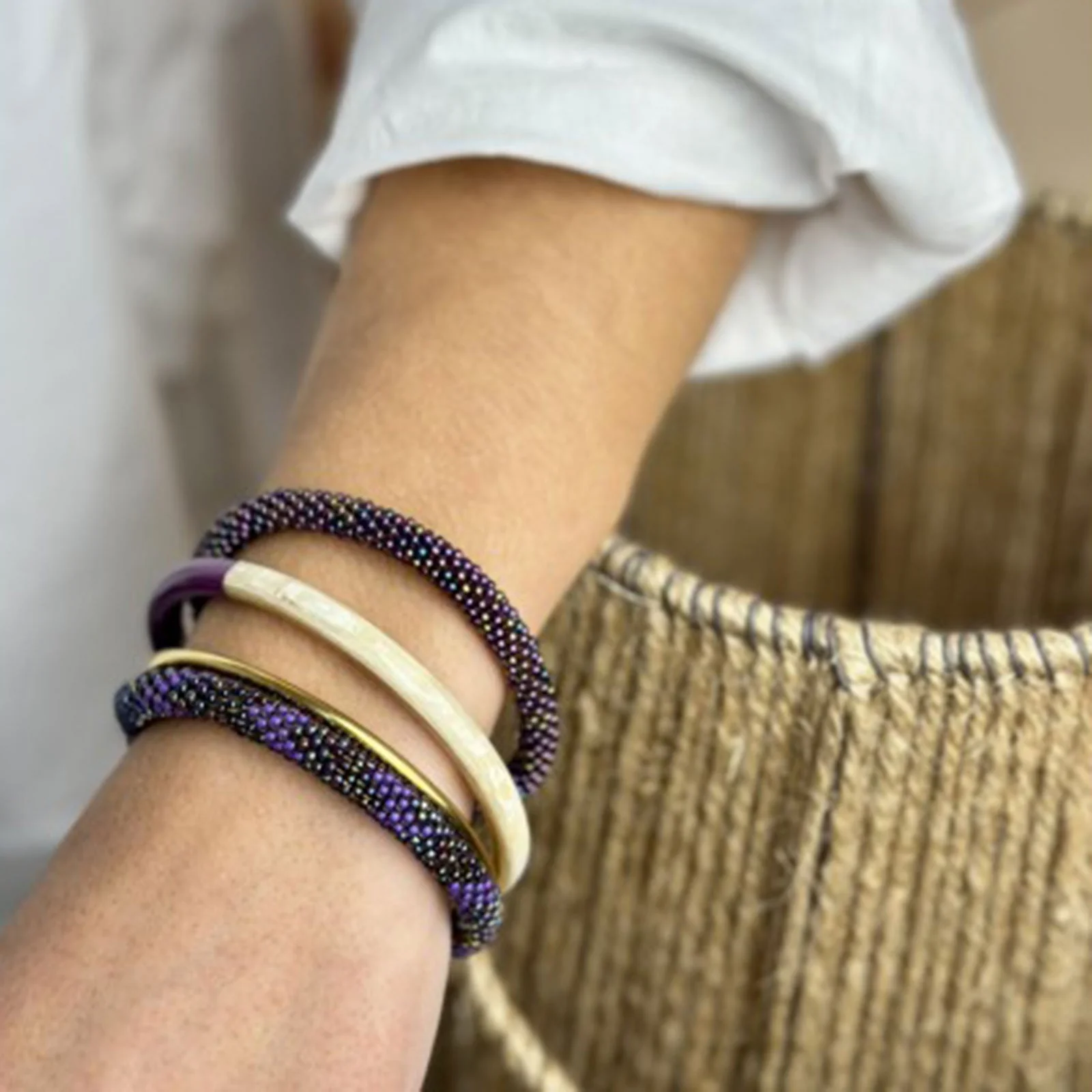 Buffle Horn Bracelet aubergine C07 - Image 3