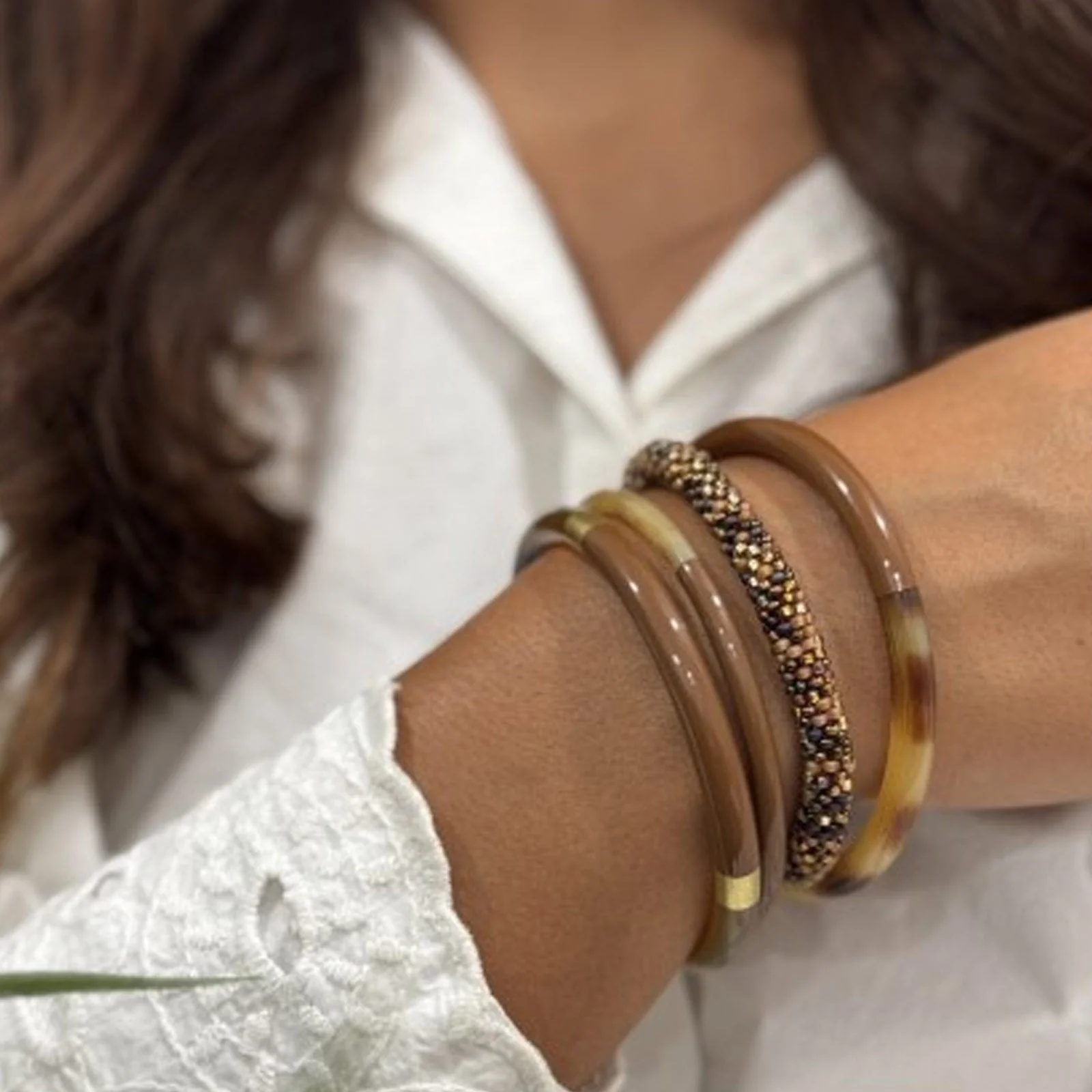 Buffle Horn Bracelet milk chocolate C62 - Image 3