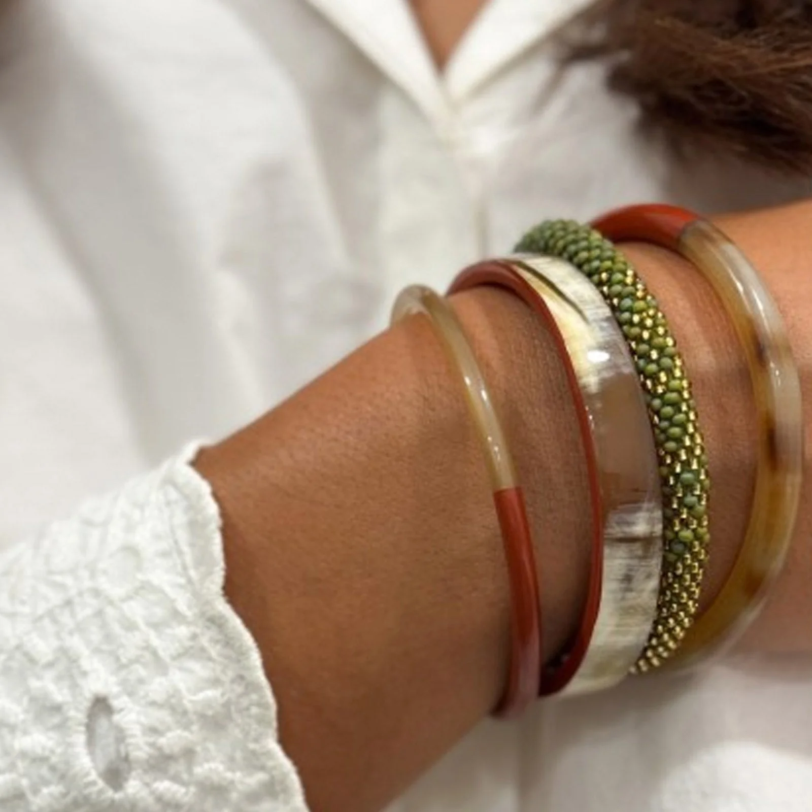 Buffle Horn Bracelet terracotta C59 - Image 3