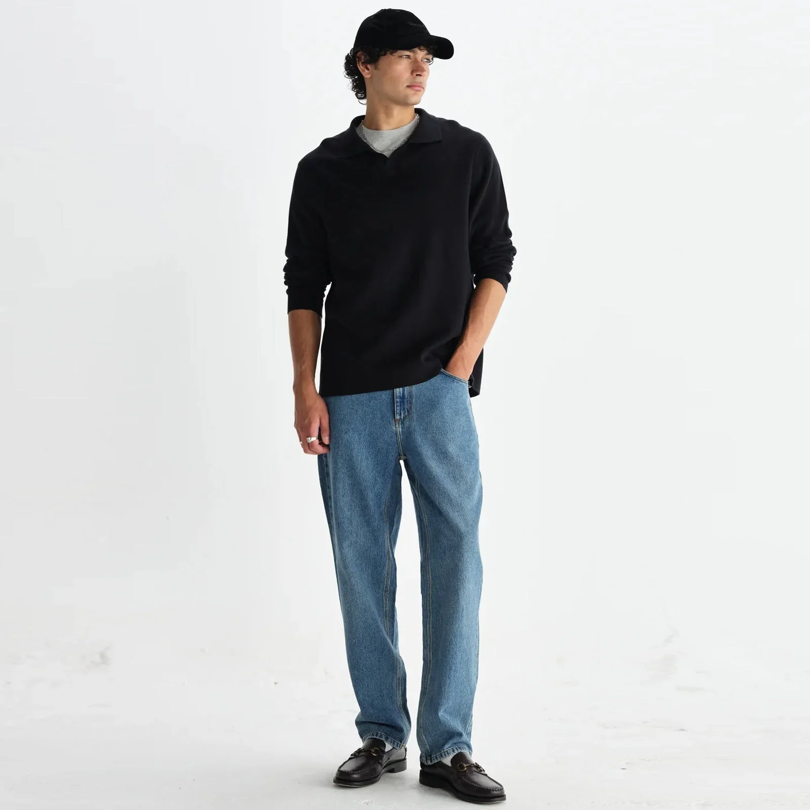 Carter Open Collar Polo Milano Knit black - Image 3