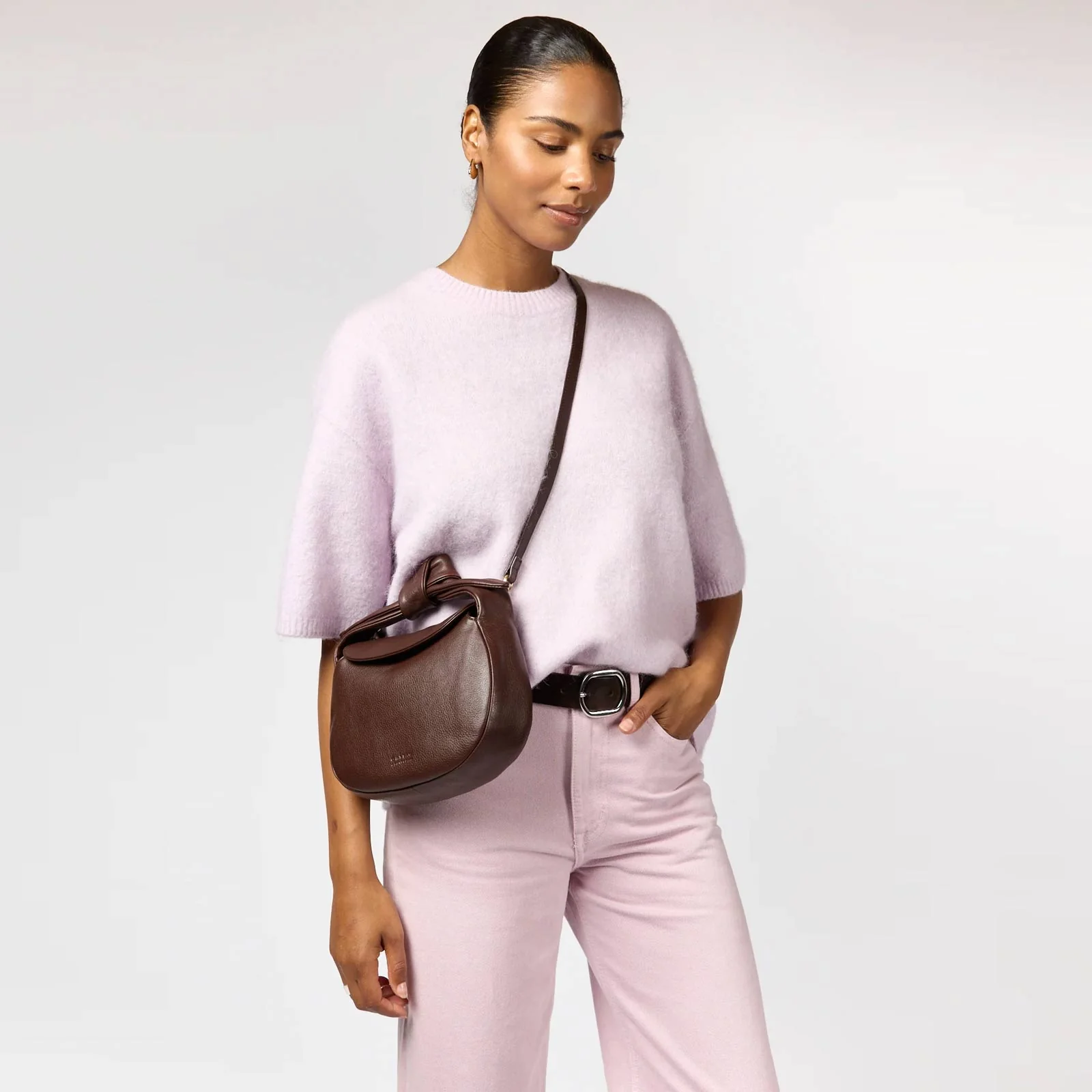 Coco Croissant Soft Grain Leather Bag chocolate - Image 2