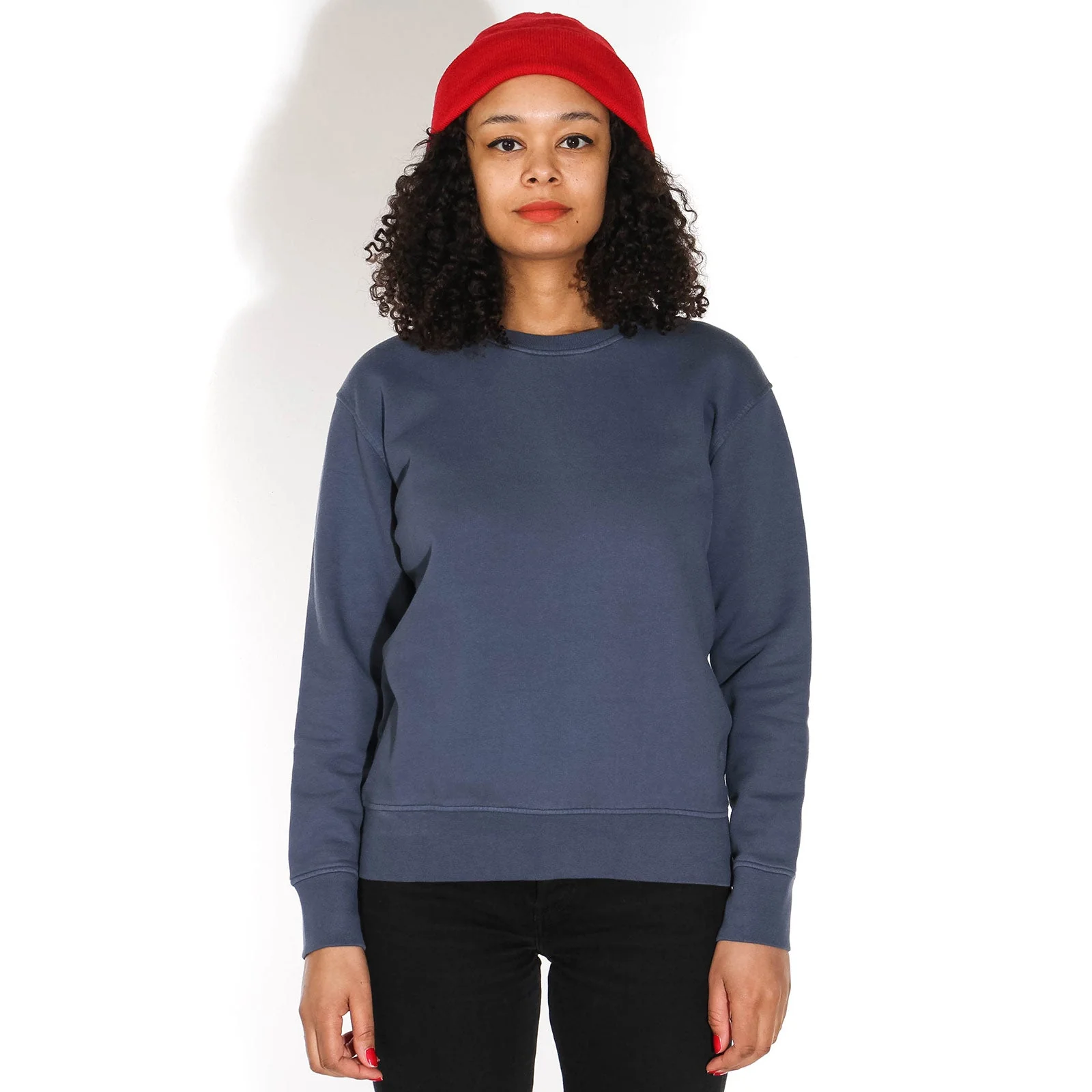 W Classic Organic Crew petrol blue