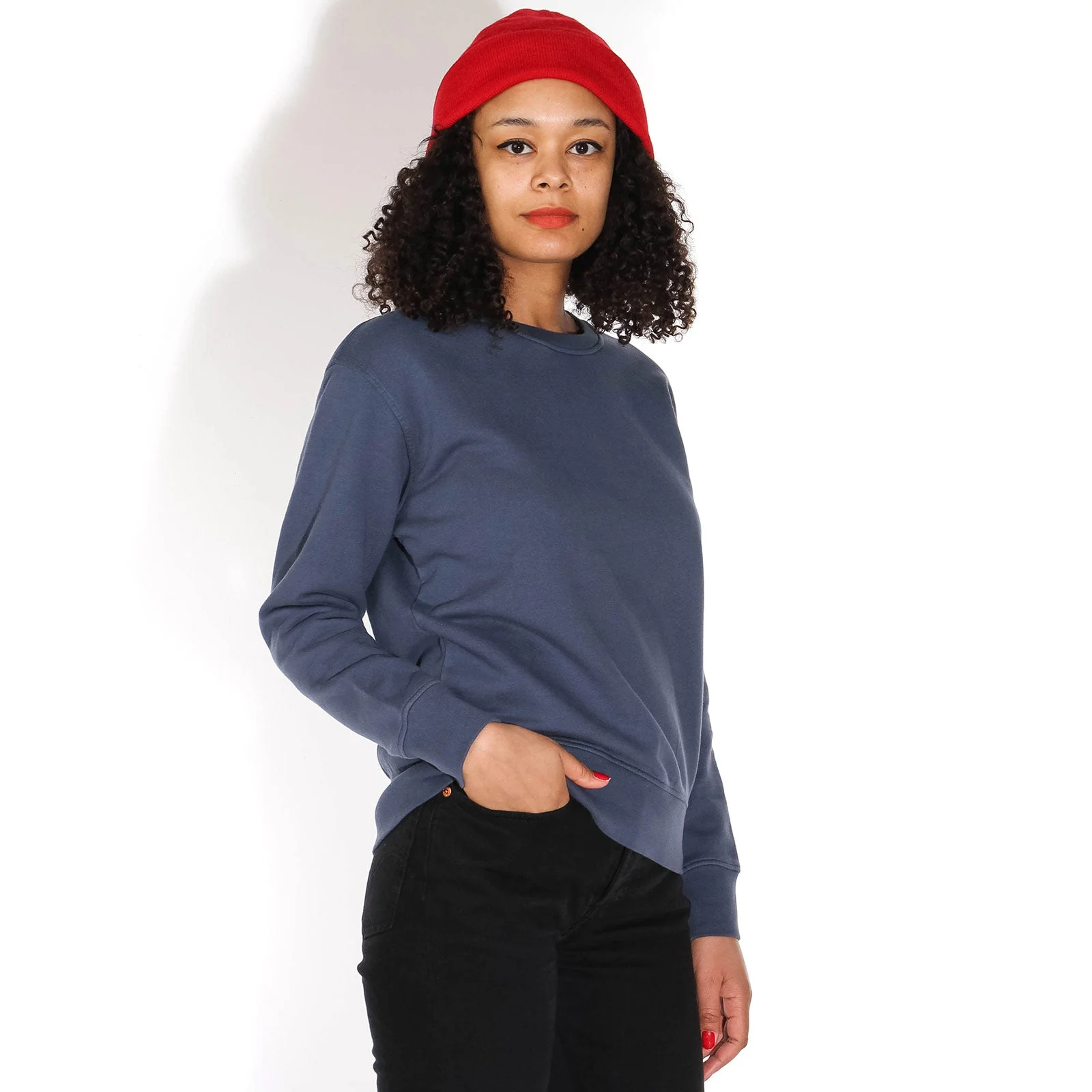 W Classic Organic Crew petrol blue - Image 2