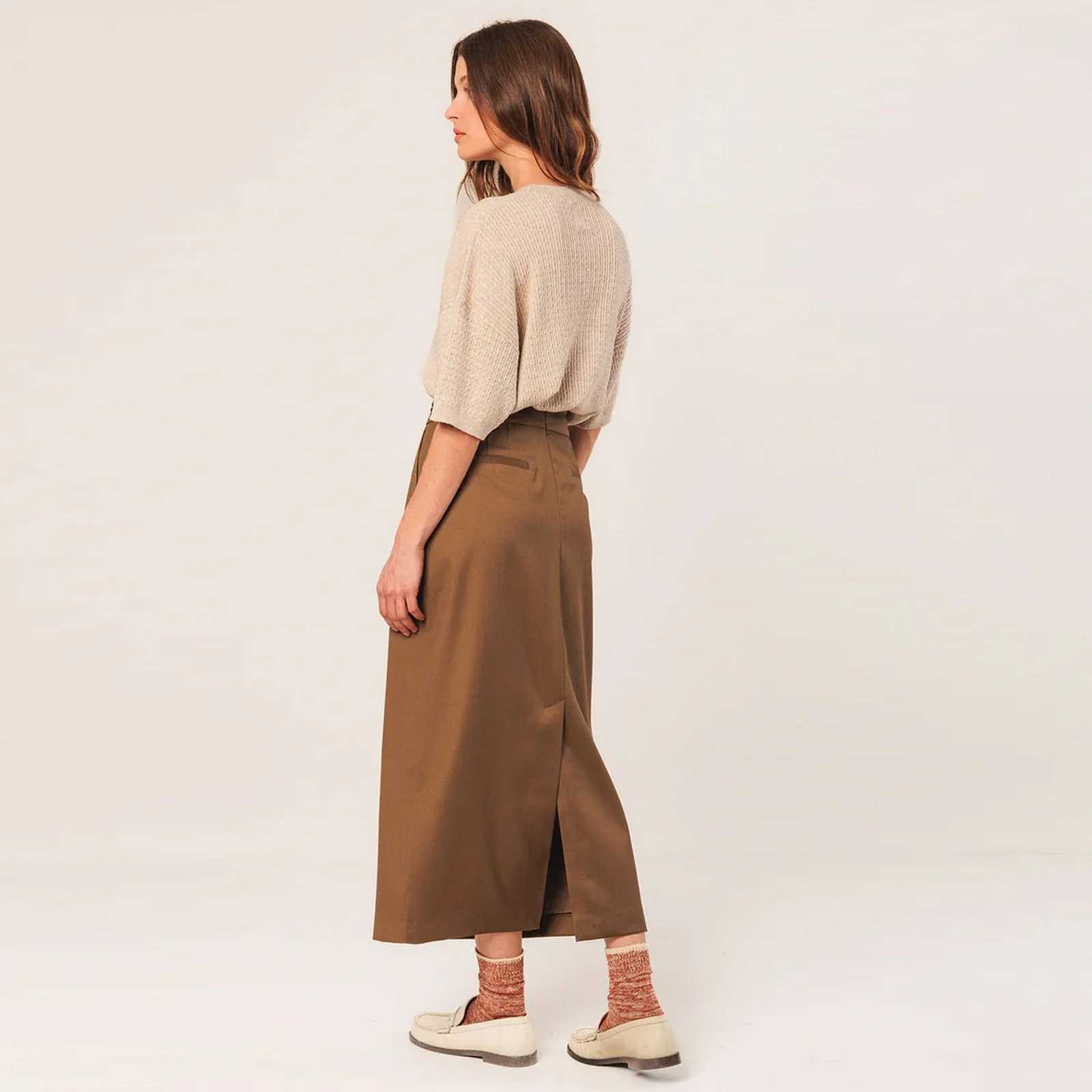 Cotton Knit Short Sleeve Jumper beige - Image 2