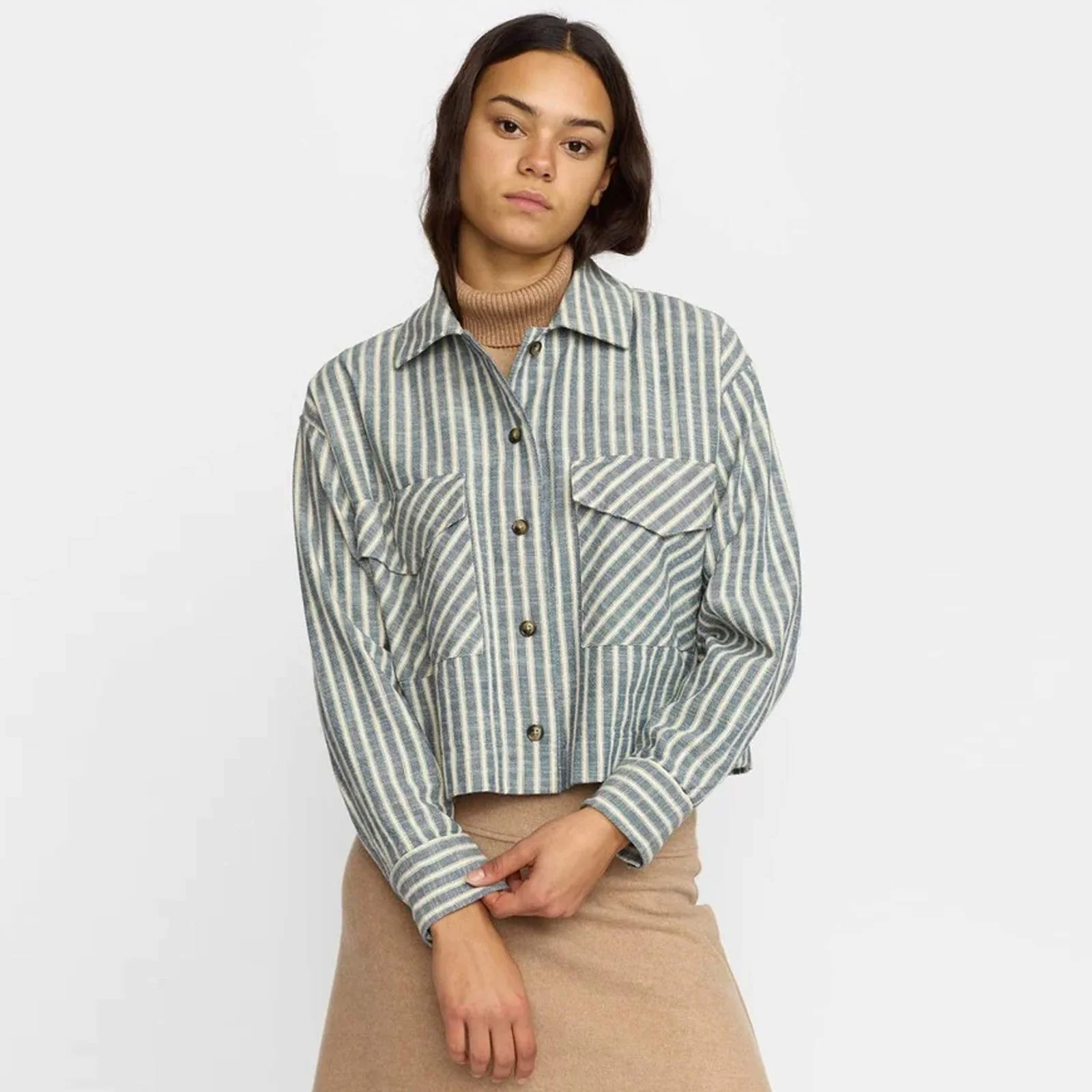 Cropped ShirtJacket blue
