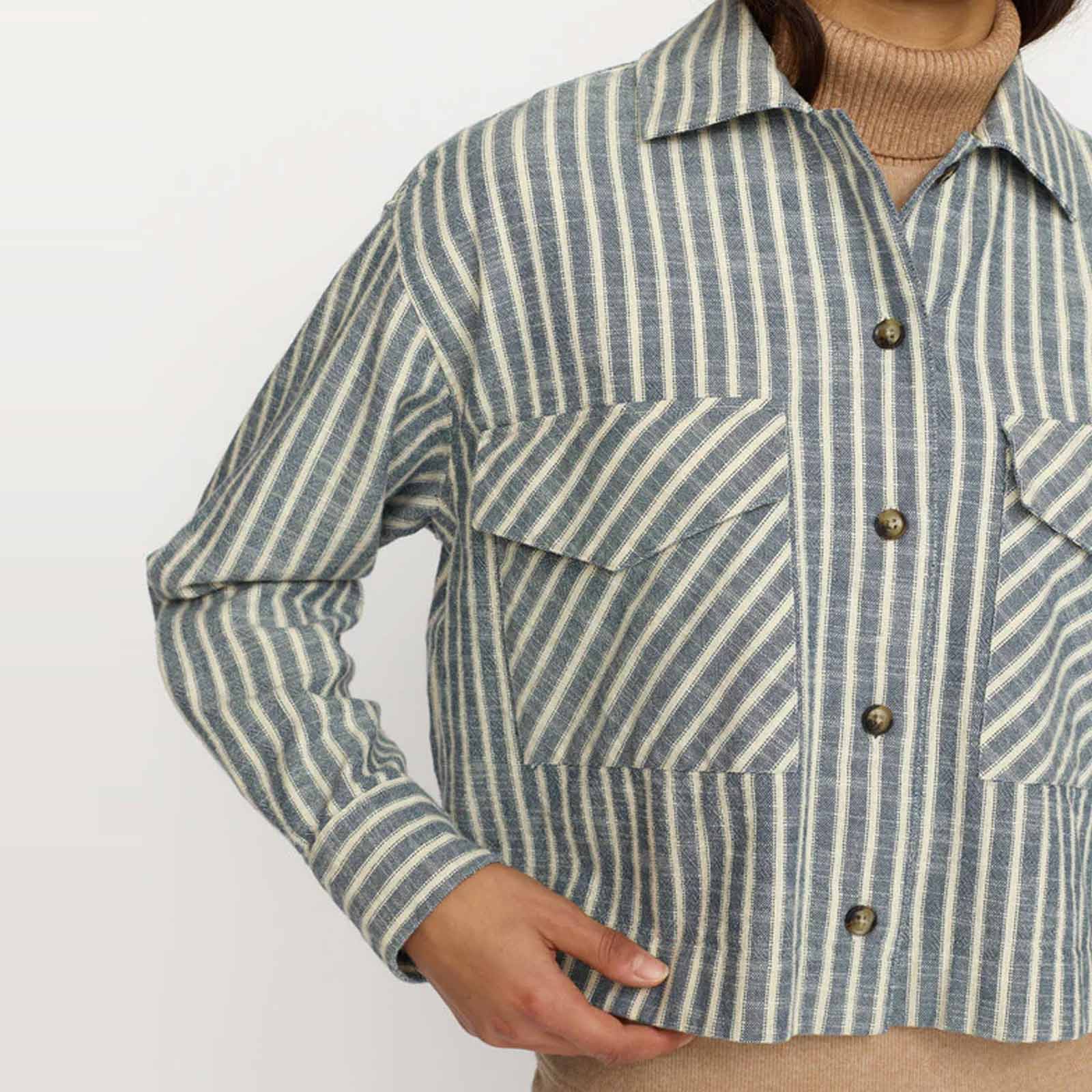 Cropped ShirtJacket blue - Image 4
