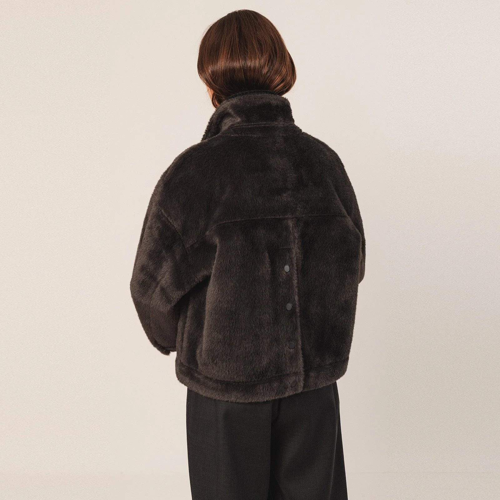 Faux Fur Jacket antracita - Image 3