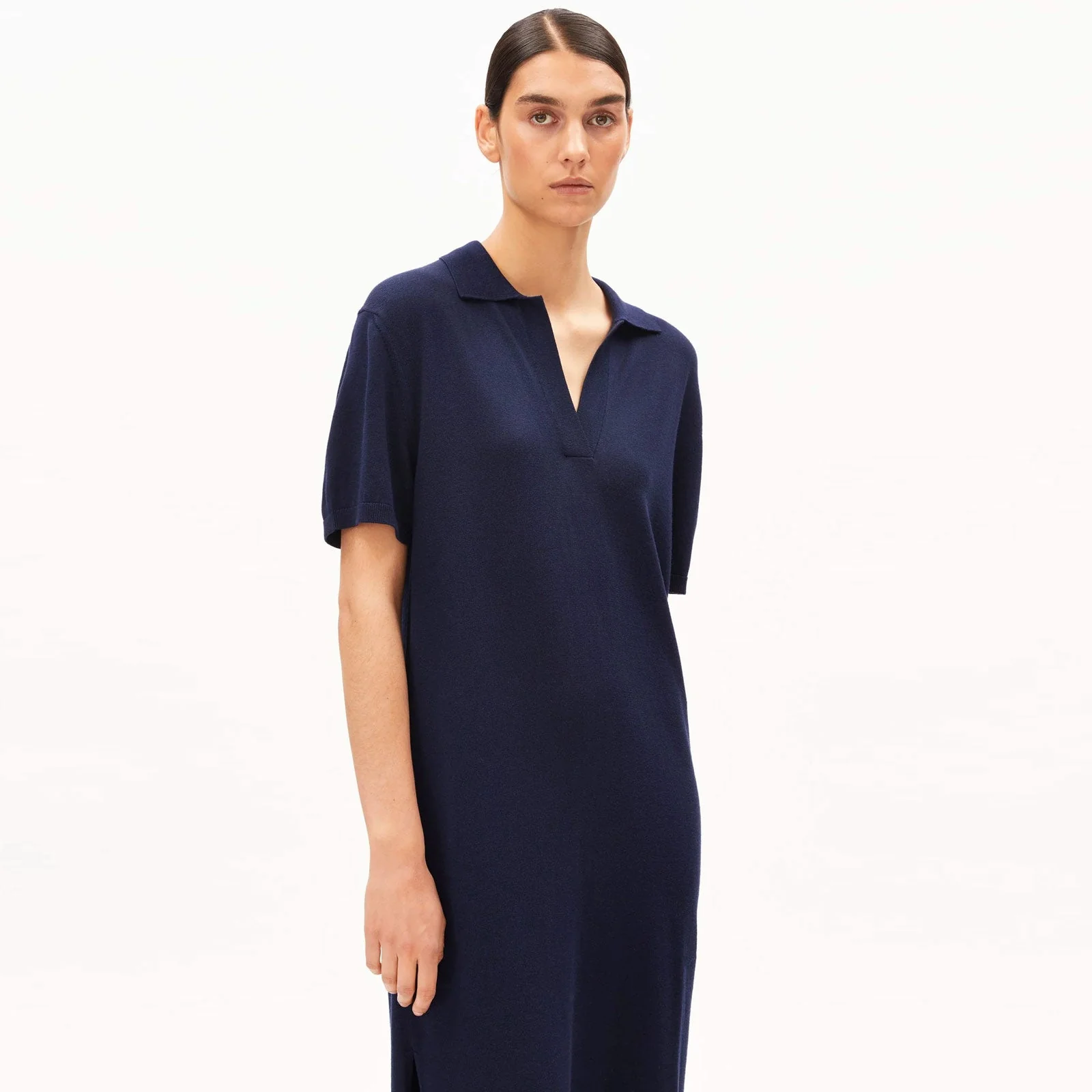 Fine Polo Knit Dress tinted navy - Image 4