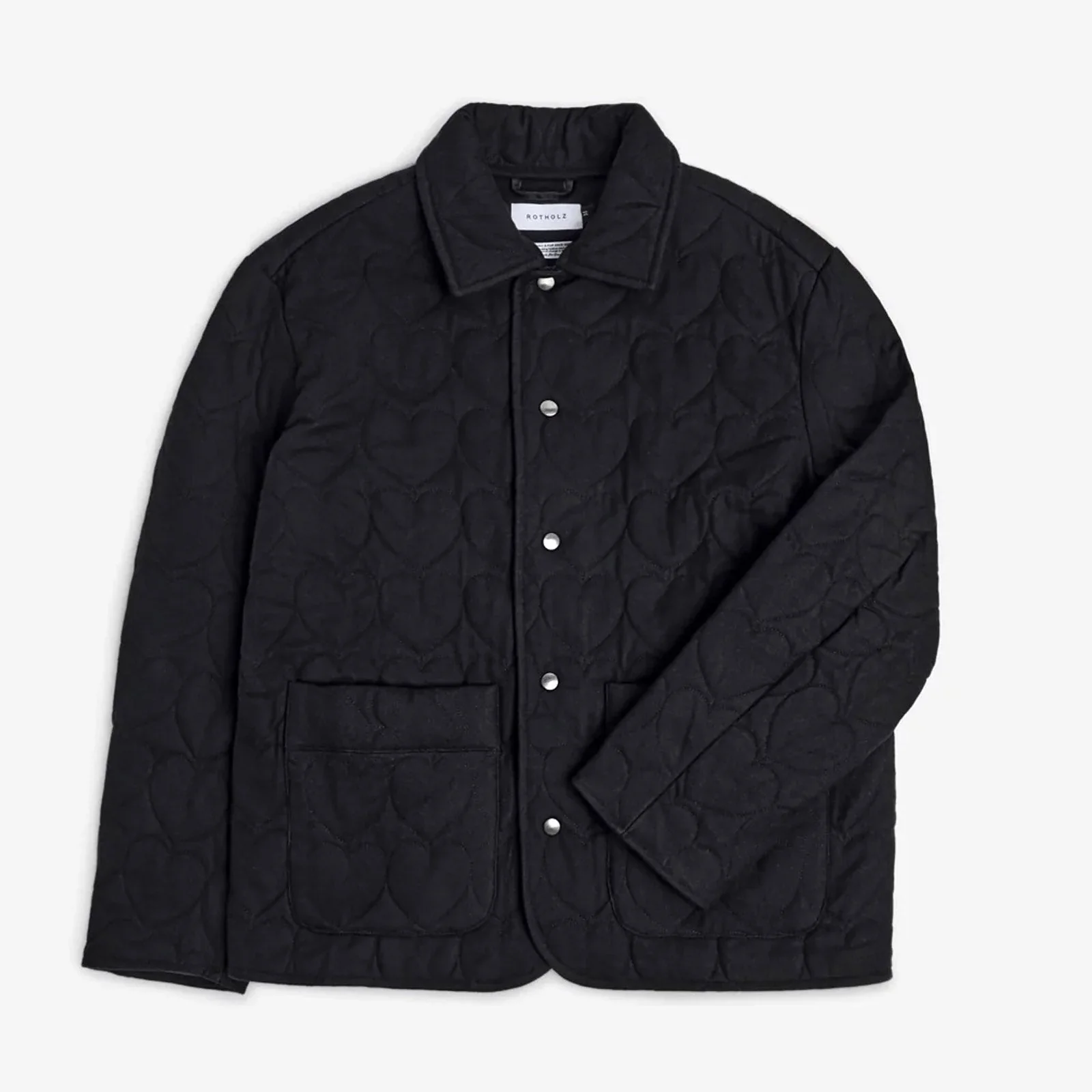 Flannel Quilt Jacket black hearts
