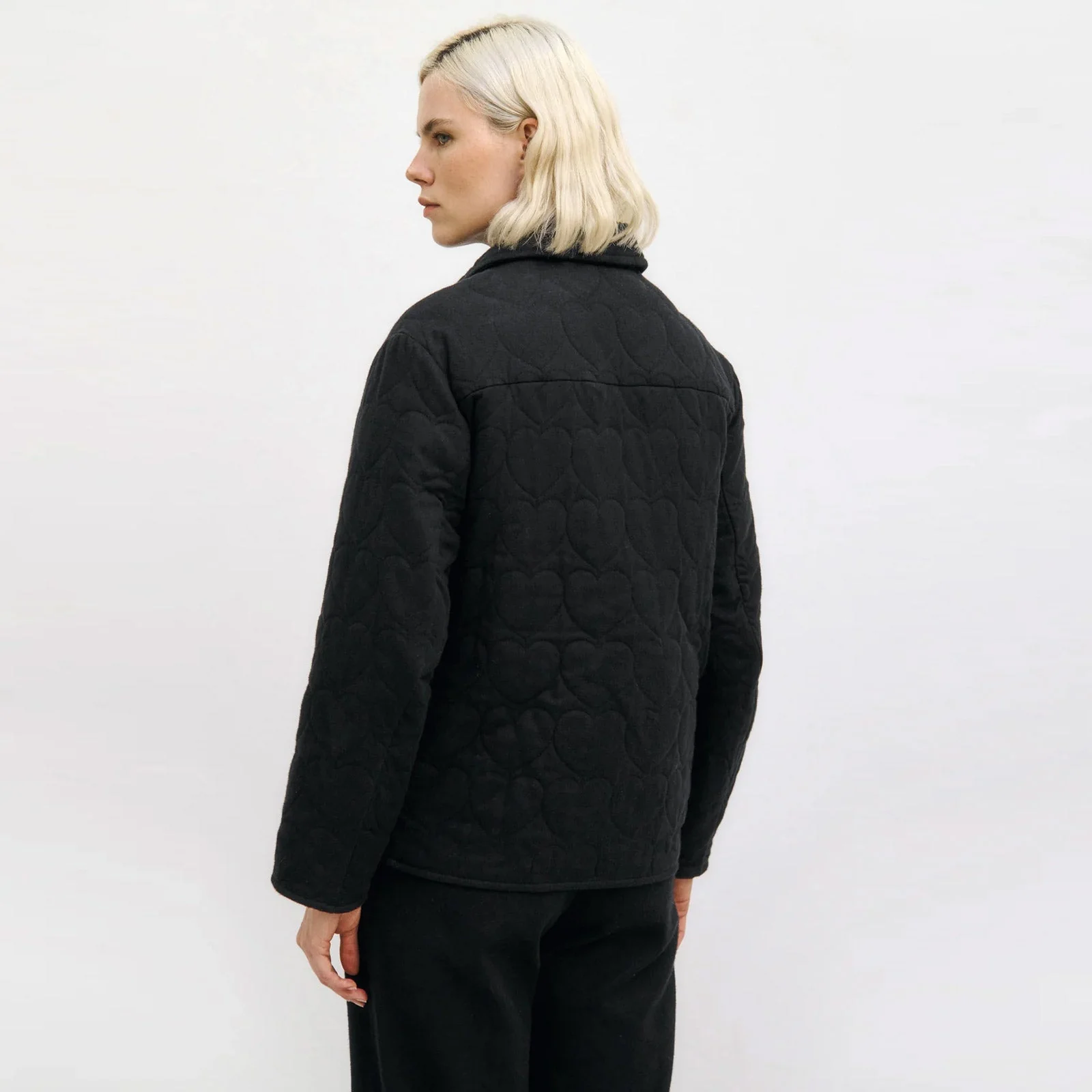 Flannel Quilt Jacket black hearts - Image 2
