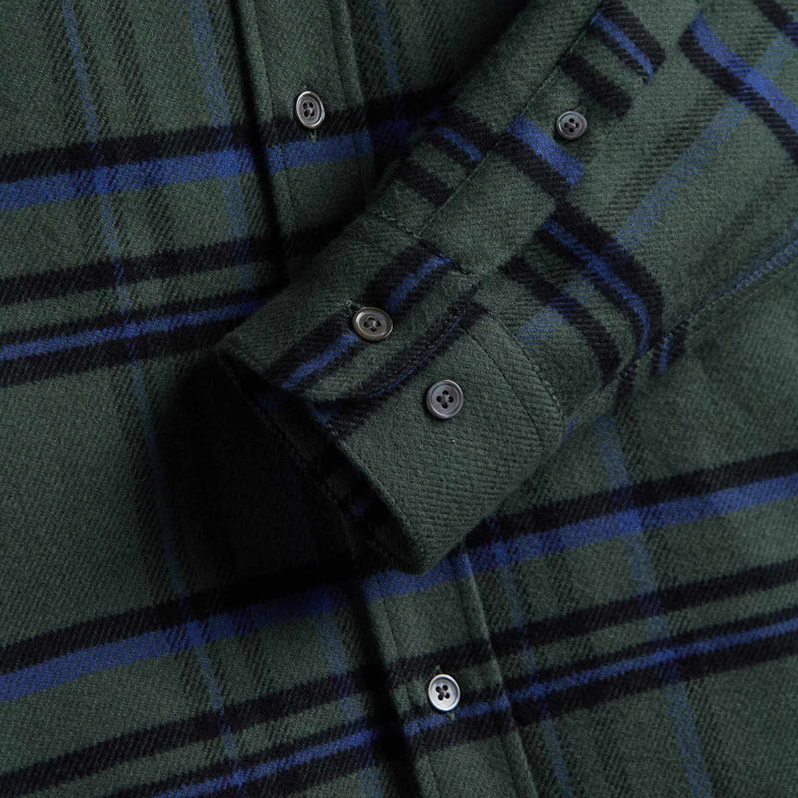 Green Box Flannel Shirt olive check - Image 3