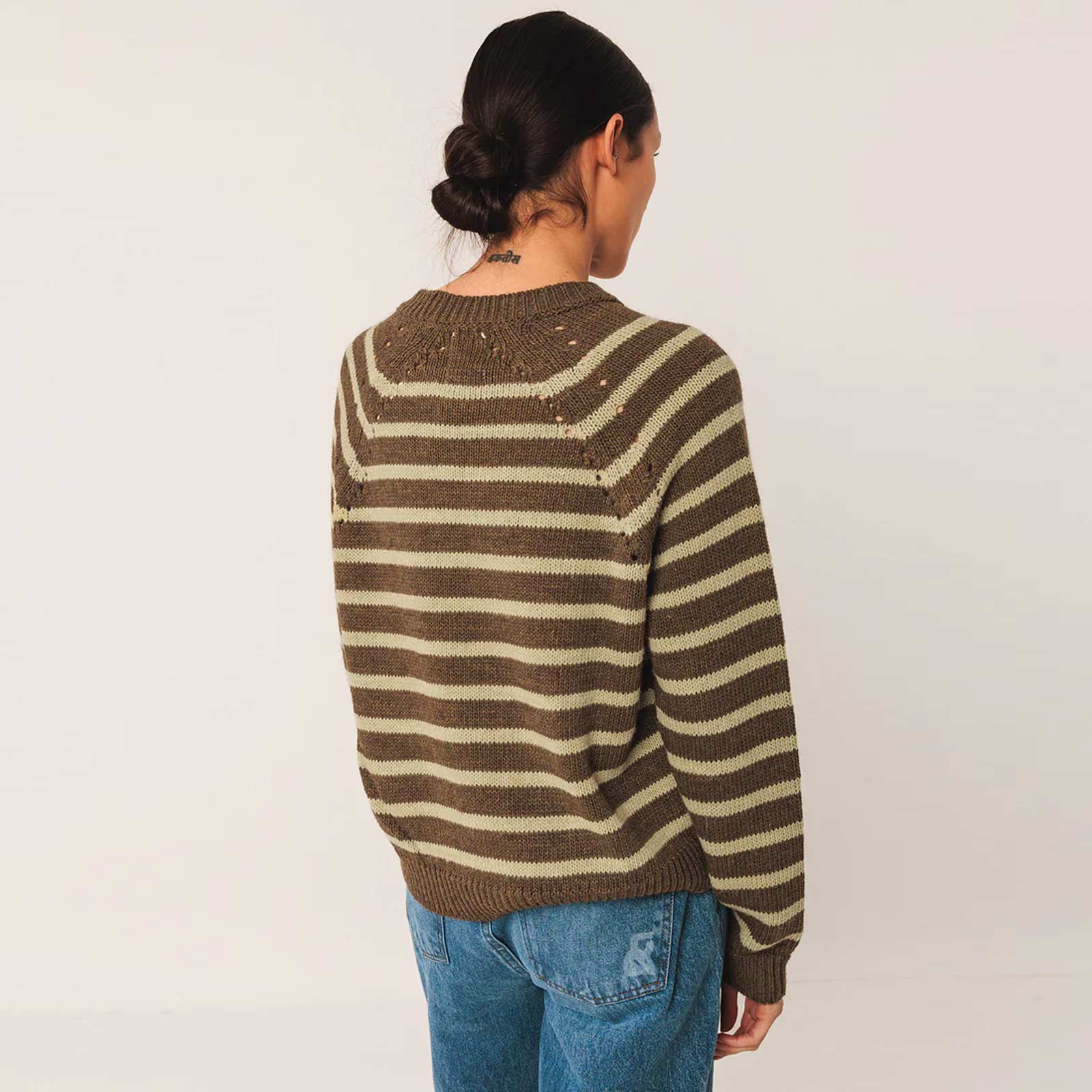 Knit Stripe Jumper khaki - Image 2