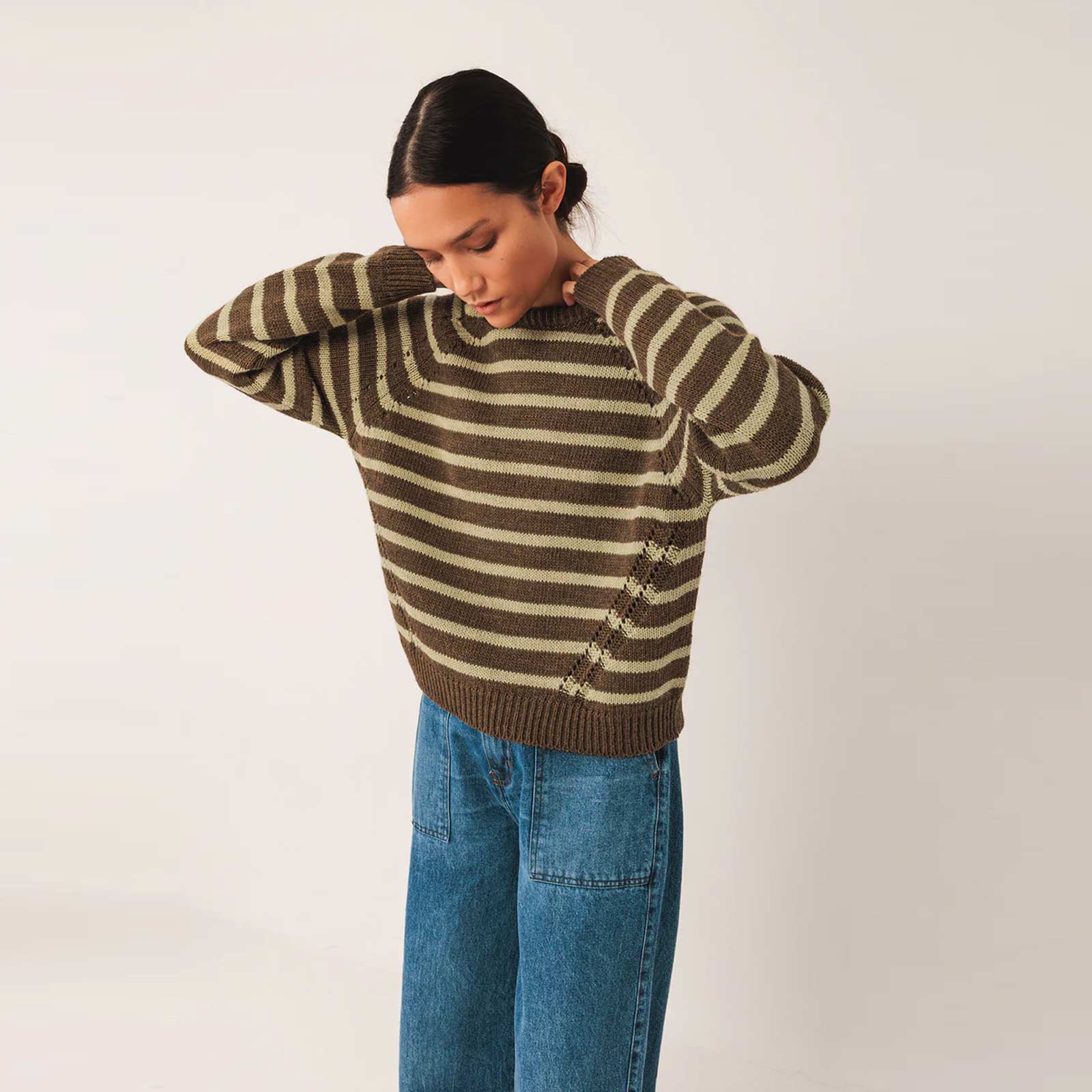 Knit Stripe Jumper khaki - Image 3