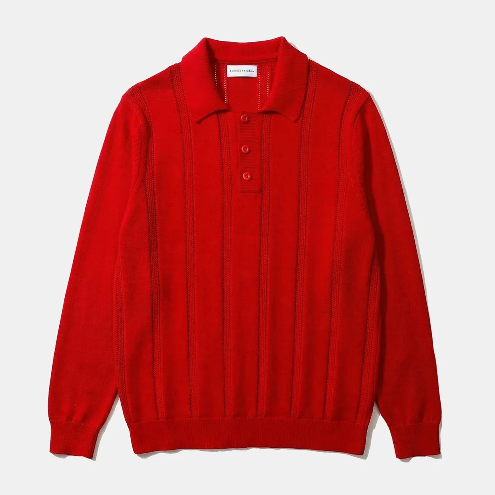 Knitted Polo plain red - Image 4