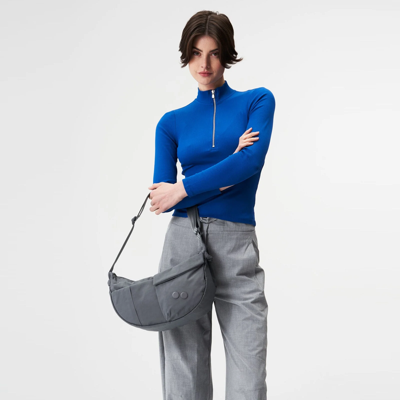 Krumm Medium Crossbody Bag crinkle grey - Image 6