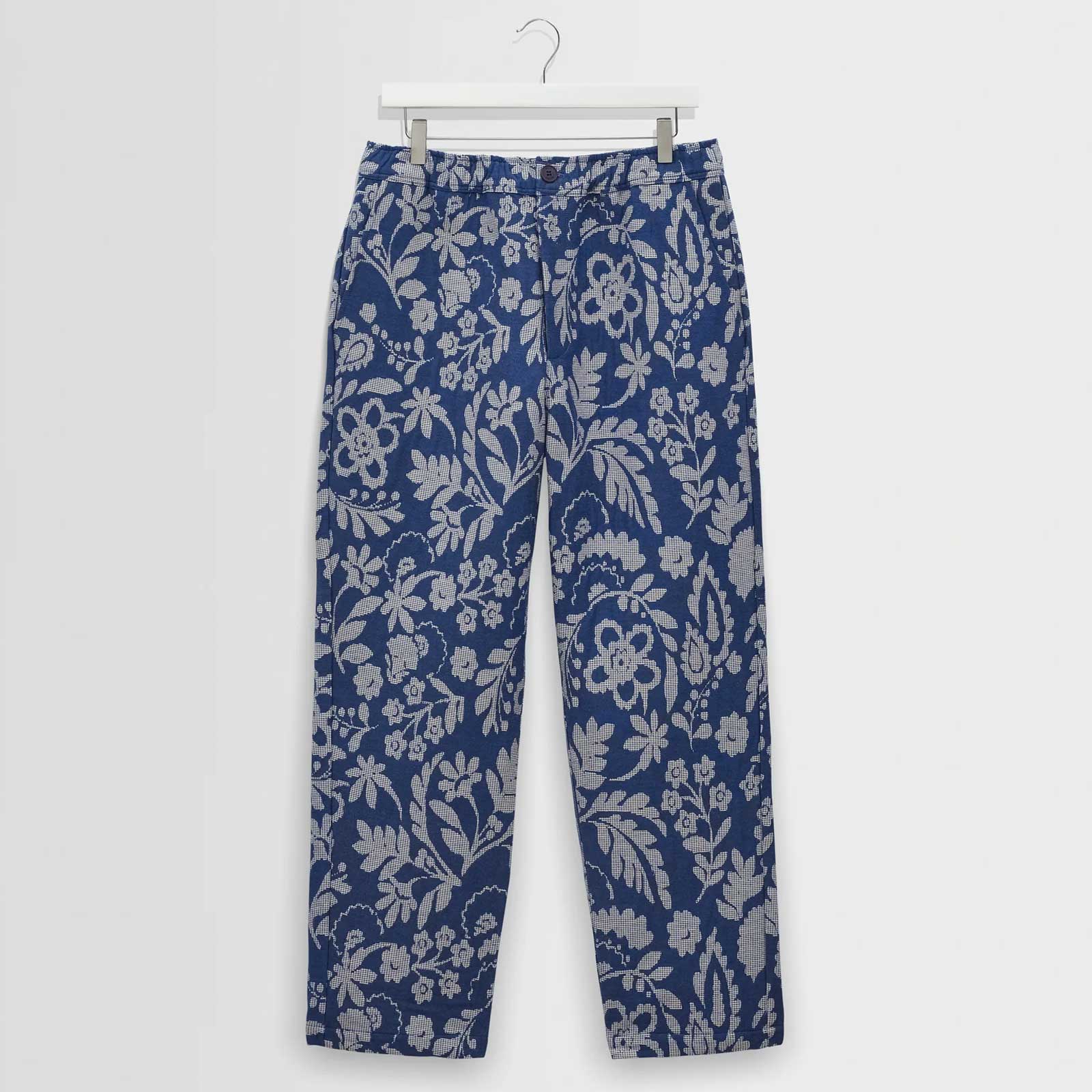 Kurt Floral Jacquard Trousers blue/ecru - Image 4