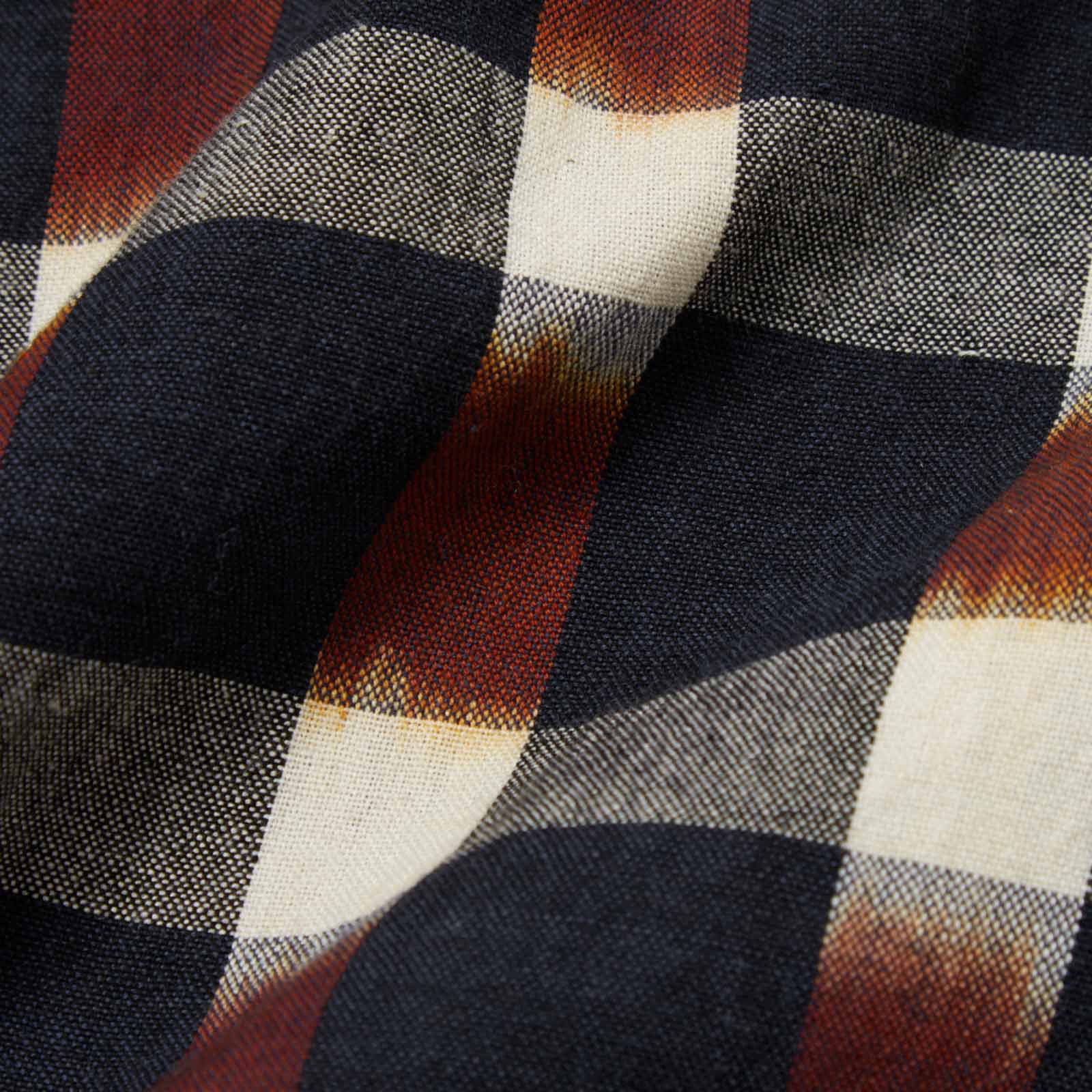 L/S Utility Shirt Check Ikat navy/brown - Image 3