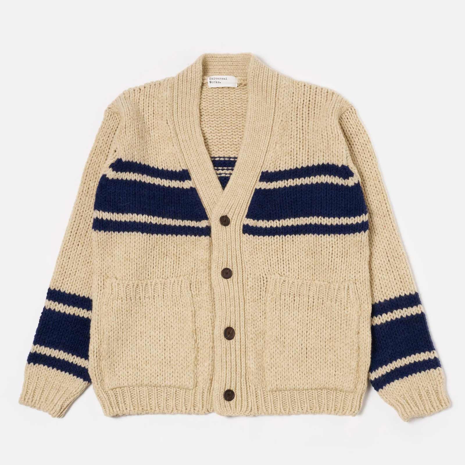Langdale Chunky knit Stripe Cardigan sand