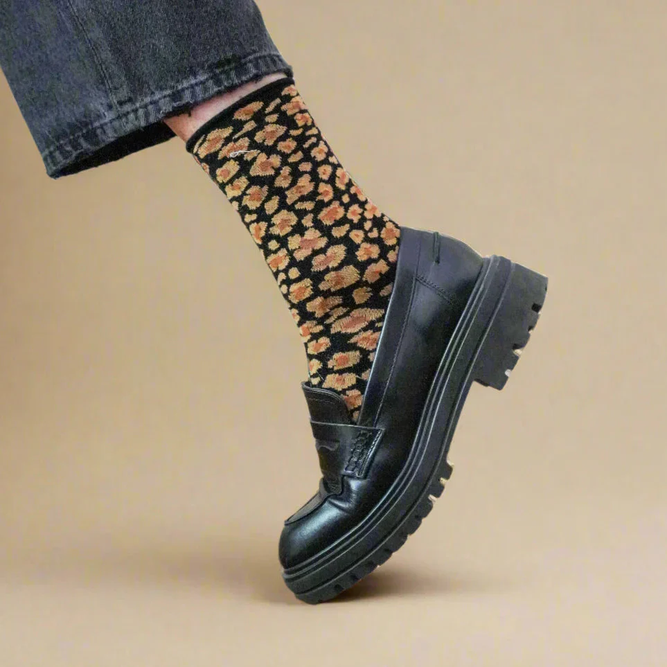 Leopard Lurex Socks amber - Image 4