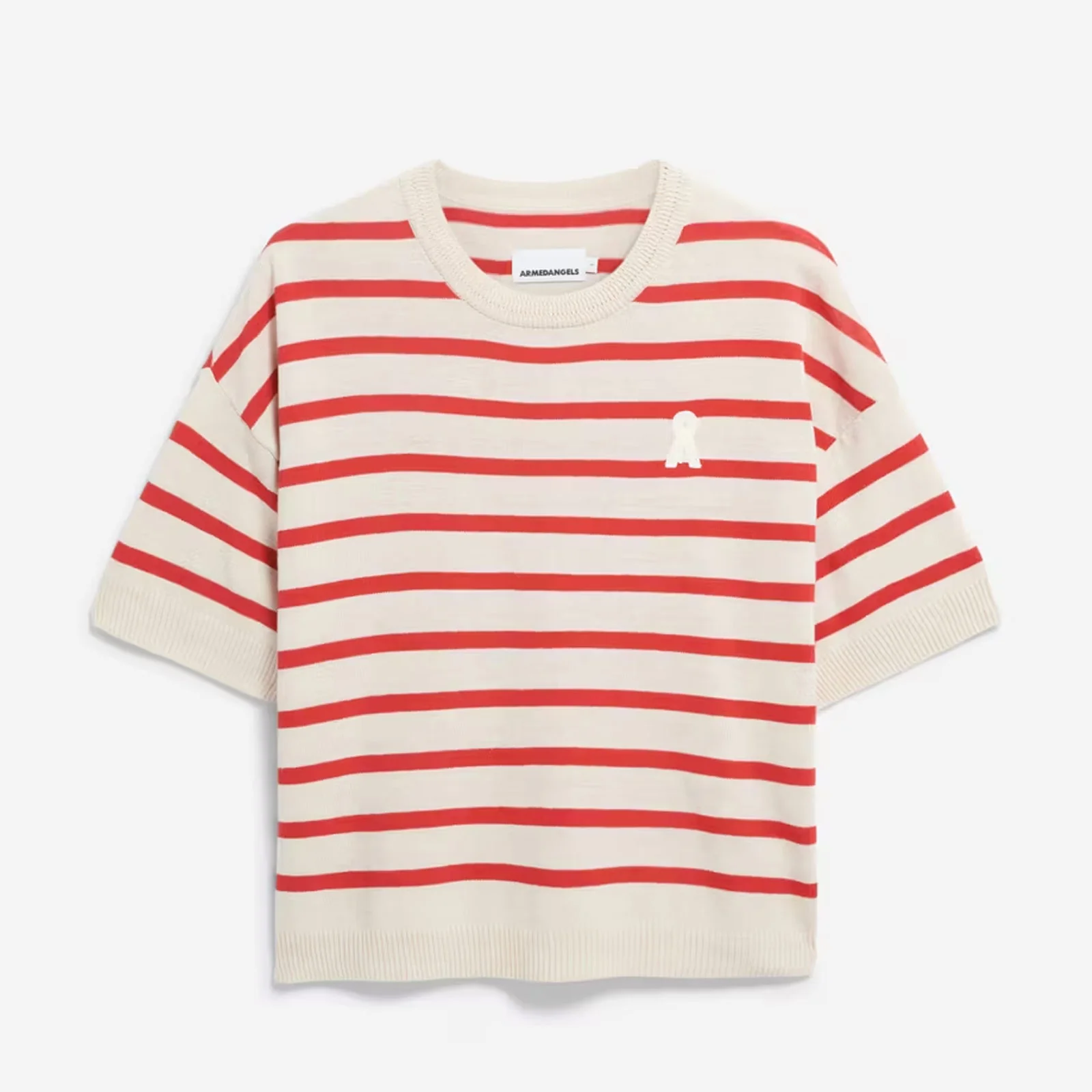 Lizaa Lino Stripes Top raw white/coral blush - Image 4