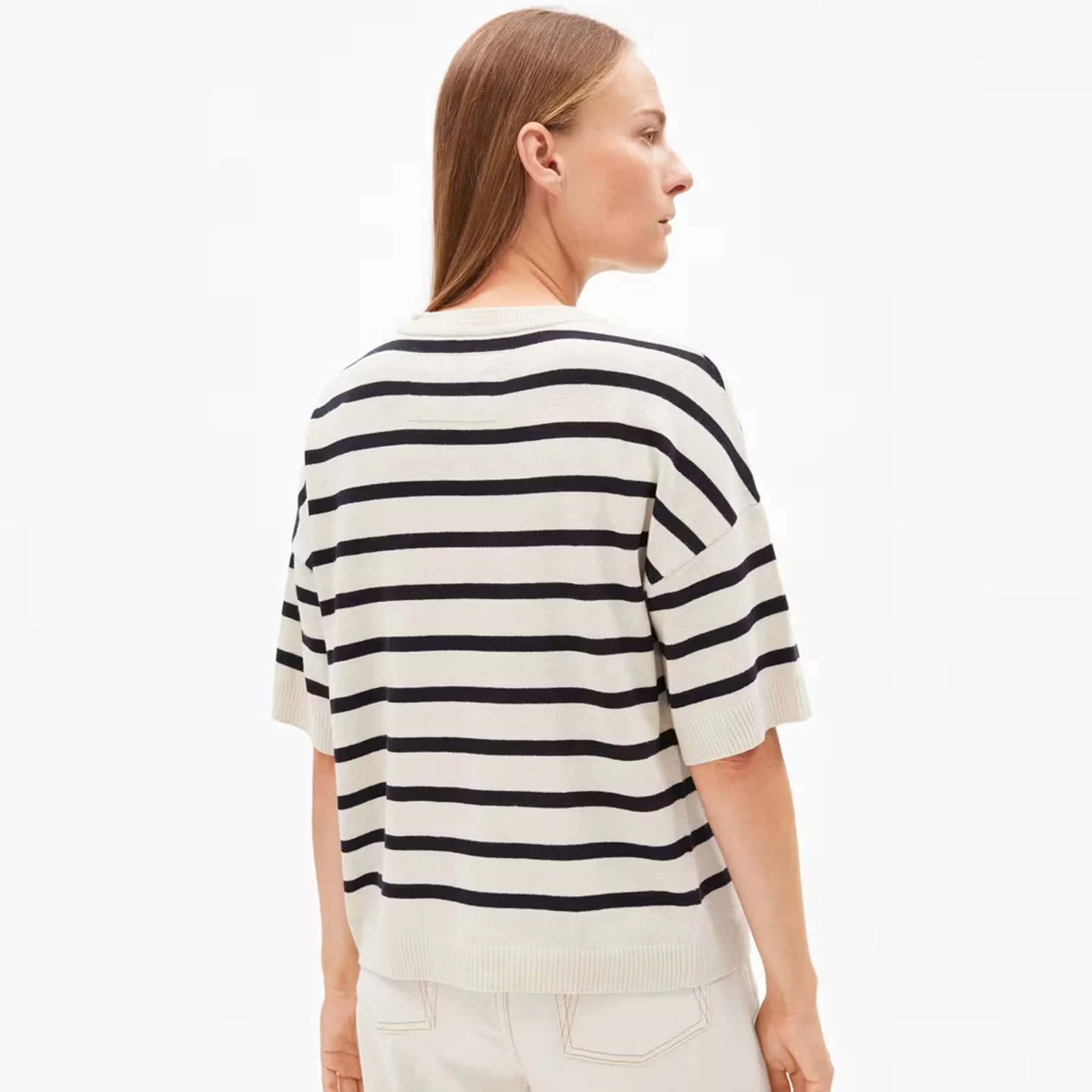 Lizaa Lino Stripes Top raw white/night sky - Image 2