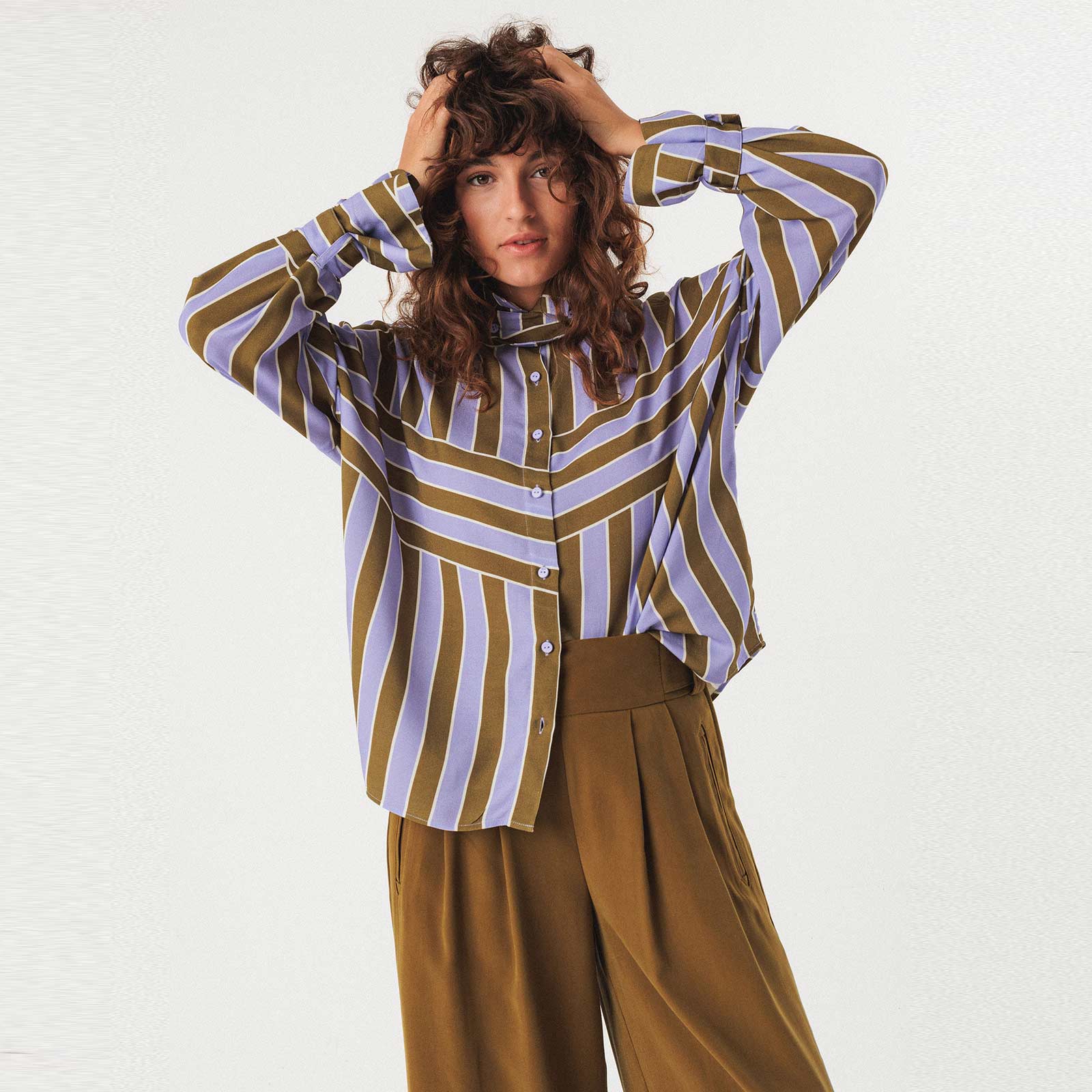 Lone Shirt olive/lilac stripes - Image 4