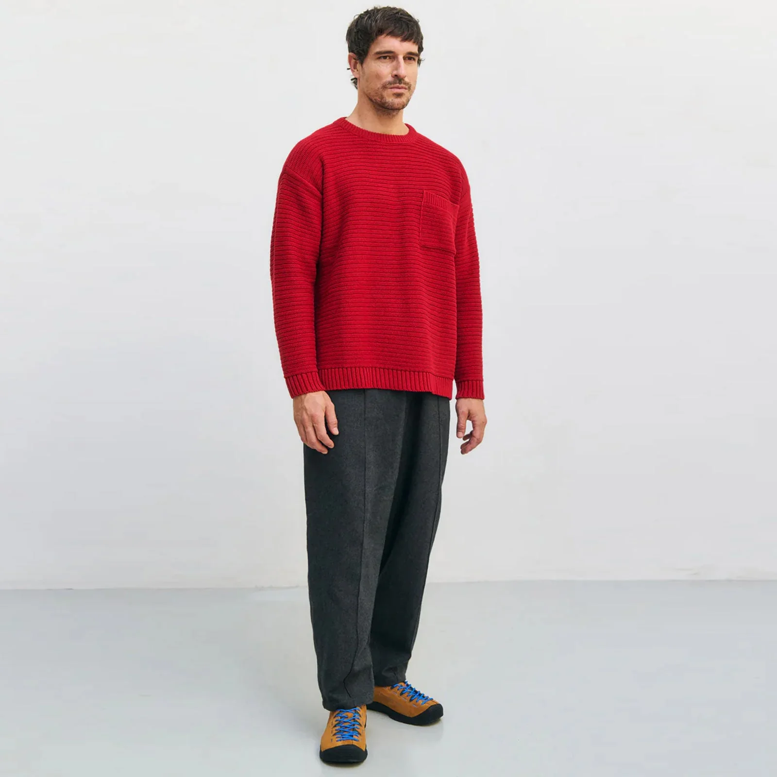 Loose Knit Jumper bright red - Image 3