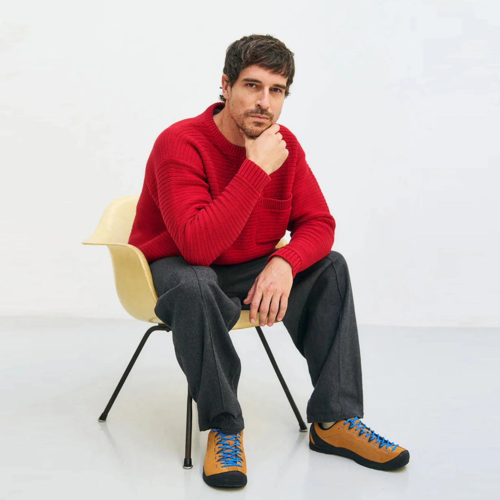 Loose Knit Jumper bright red - Image 4