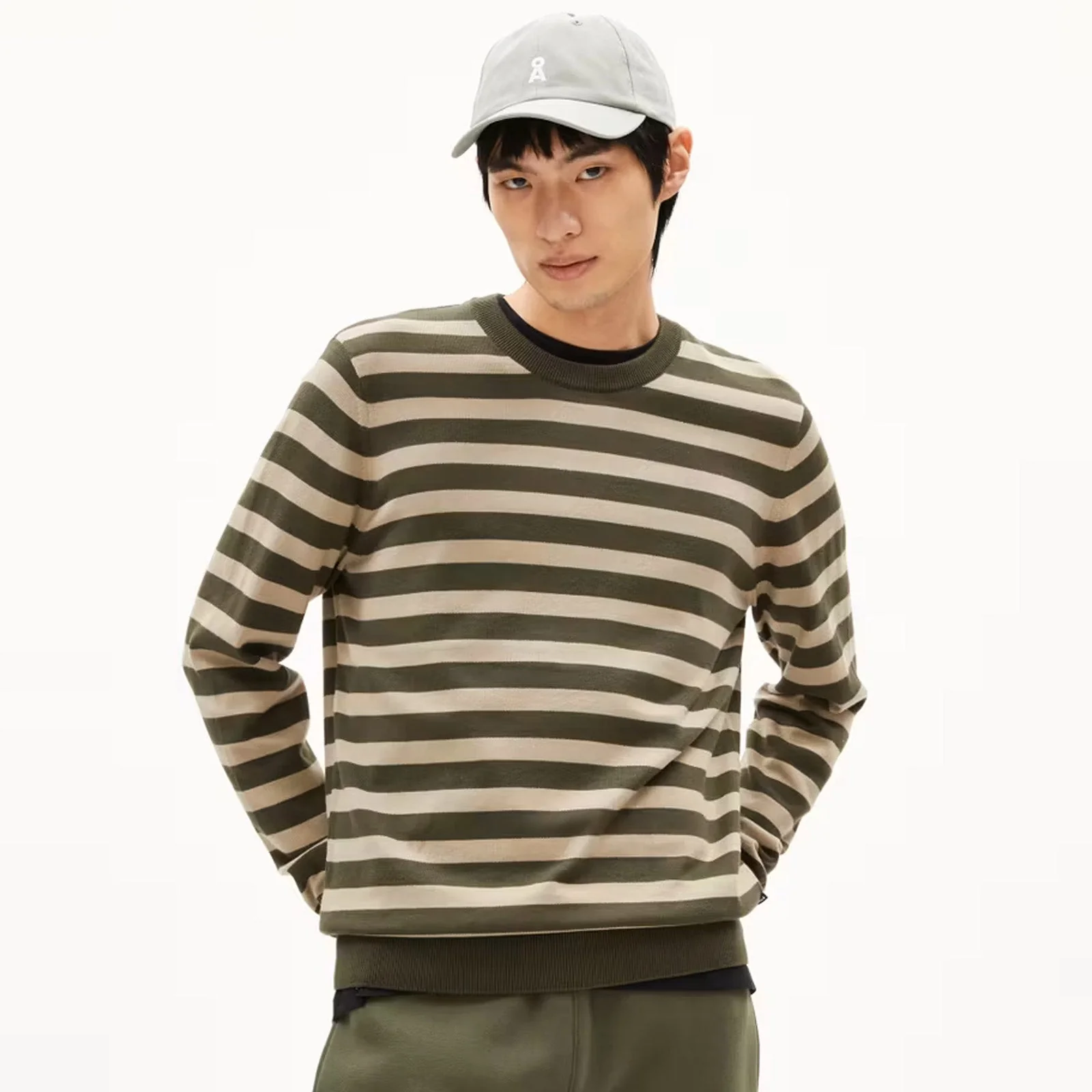 Loukaa Fine Stripes Jumper forest pine/light sage