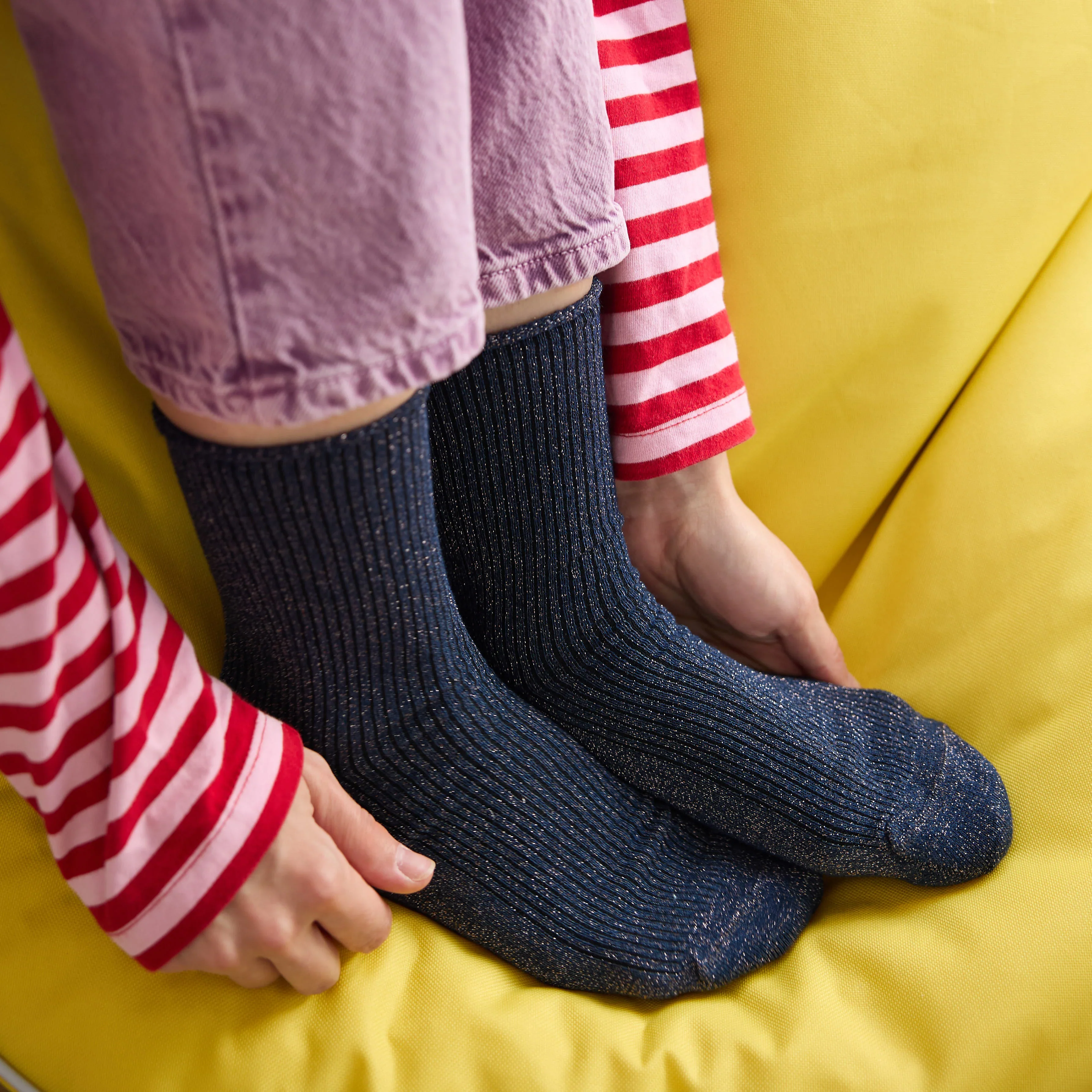 Lurex Glitter Socks blue - Image 2