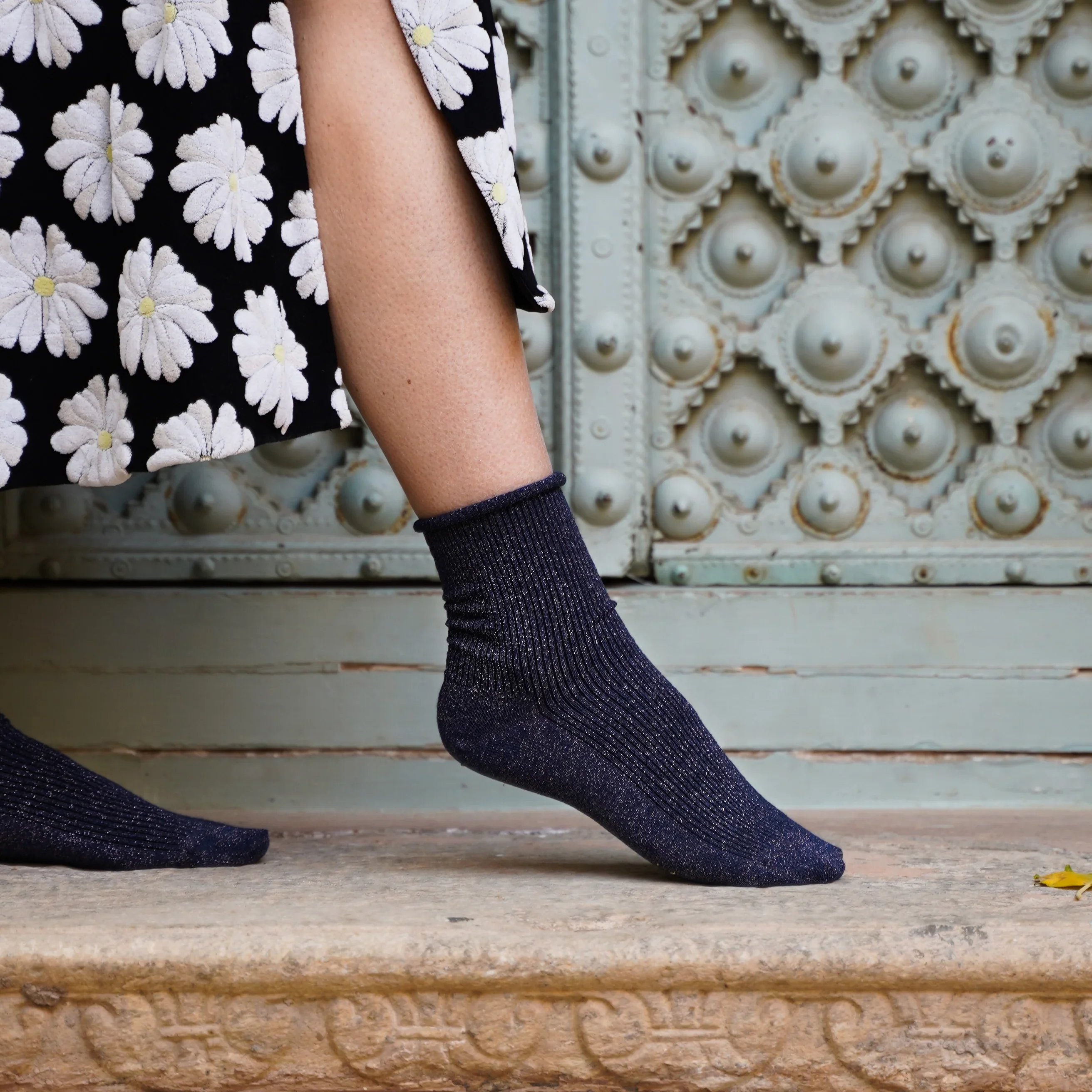 Lurex Glitter Socks blue - Image 4
