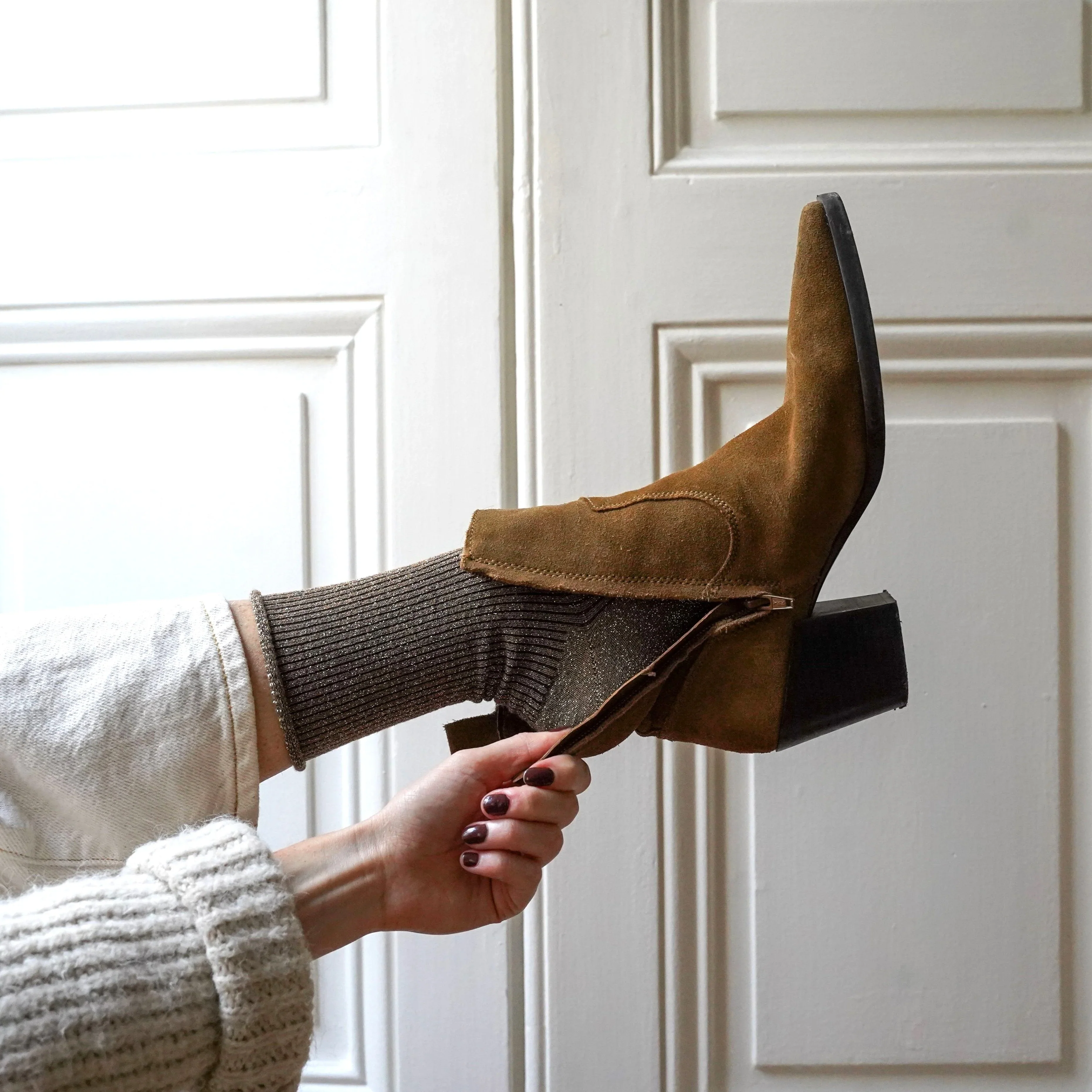 Lurex Glitter Socks caramel - Image 3