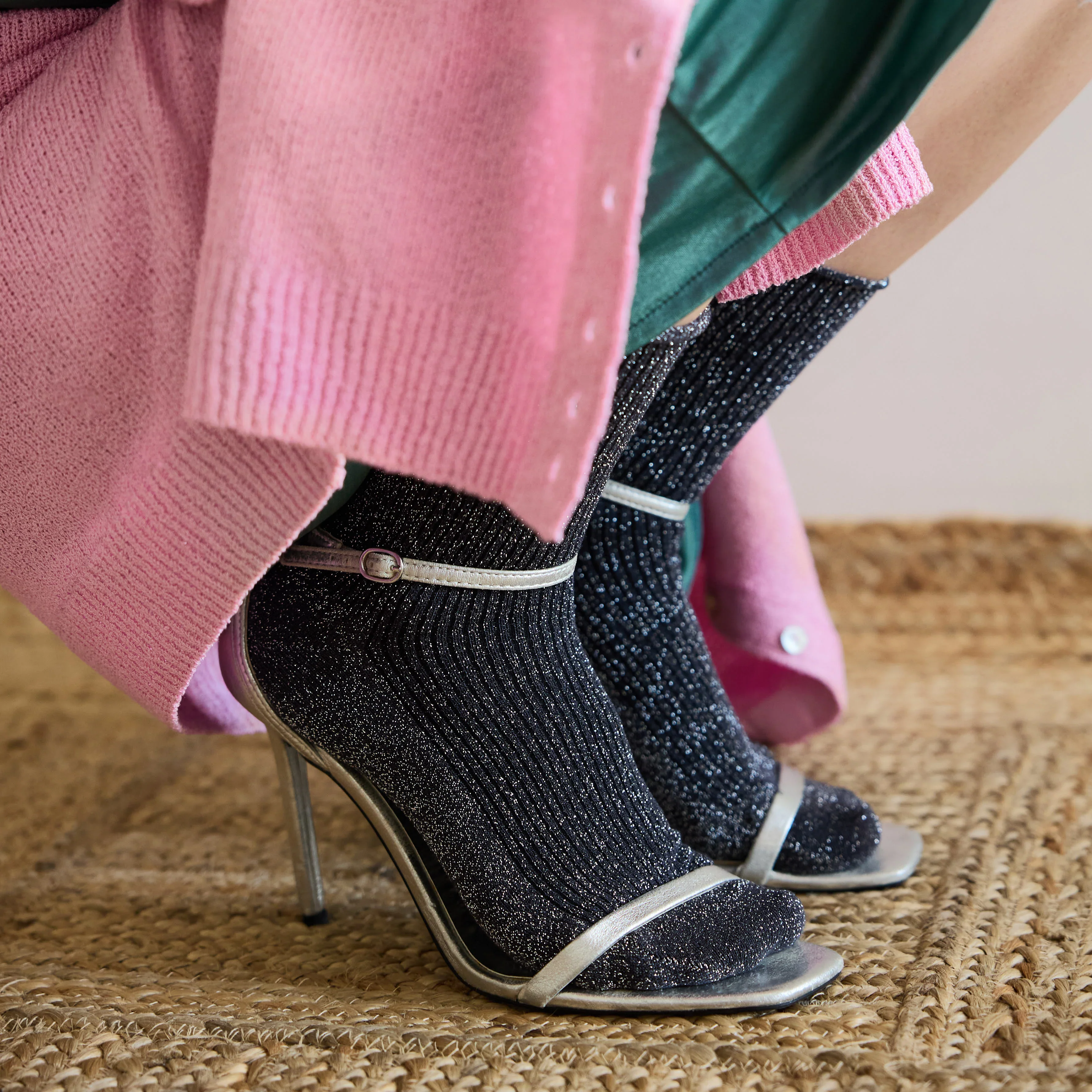 Lurex Glitter Socks grey - Image 3