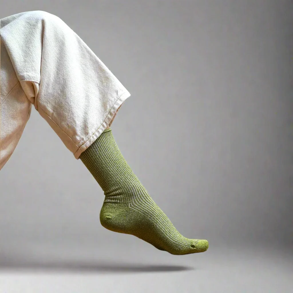 Lurex Glitter Socks olive green - Image 2