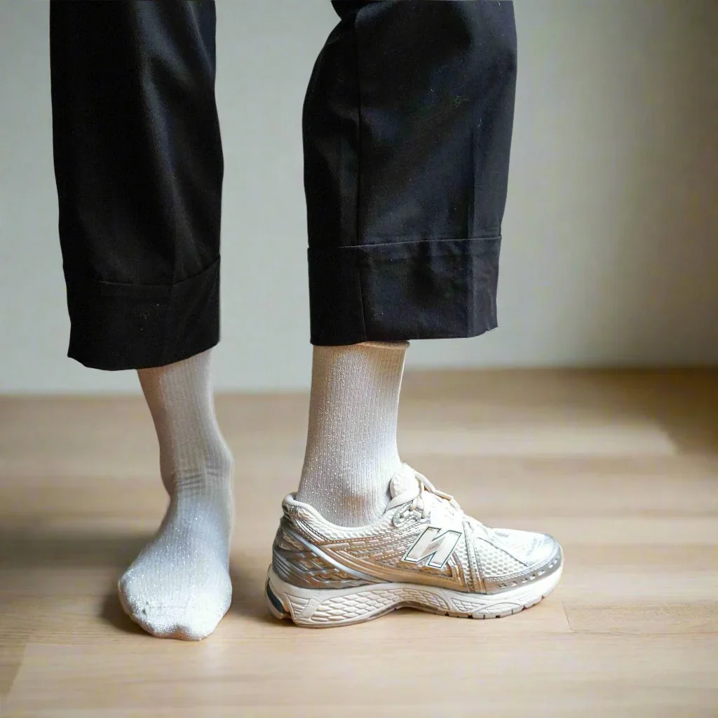 Lurex Glitter Socks white - Image 2