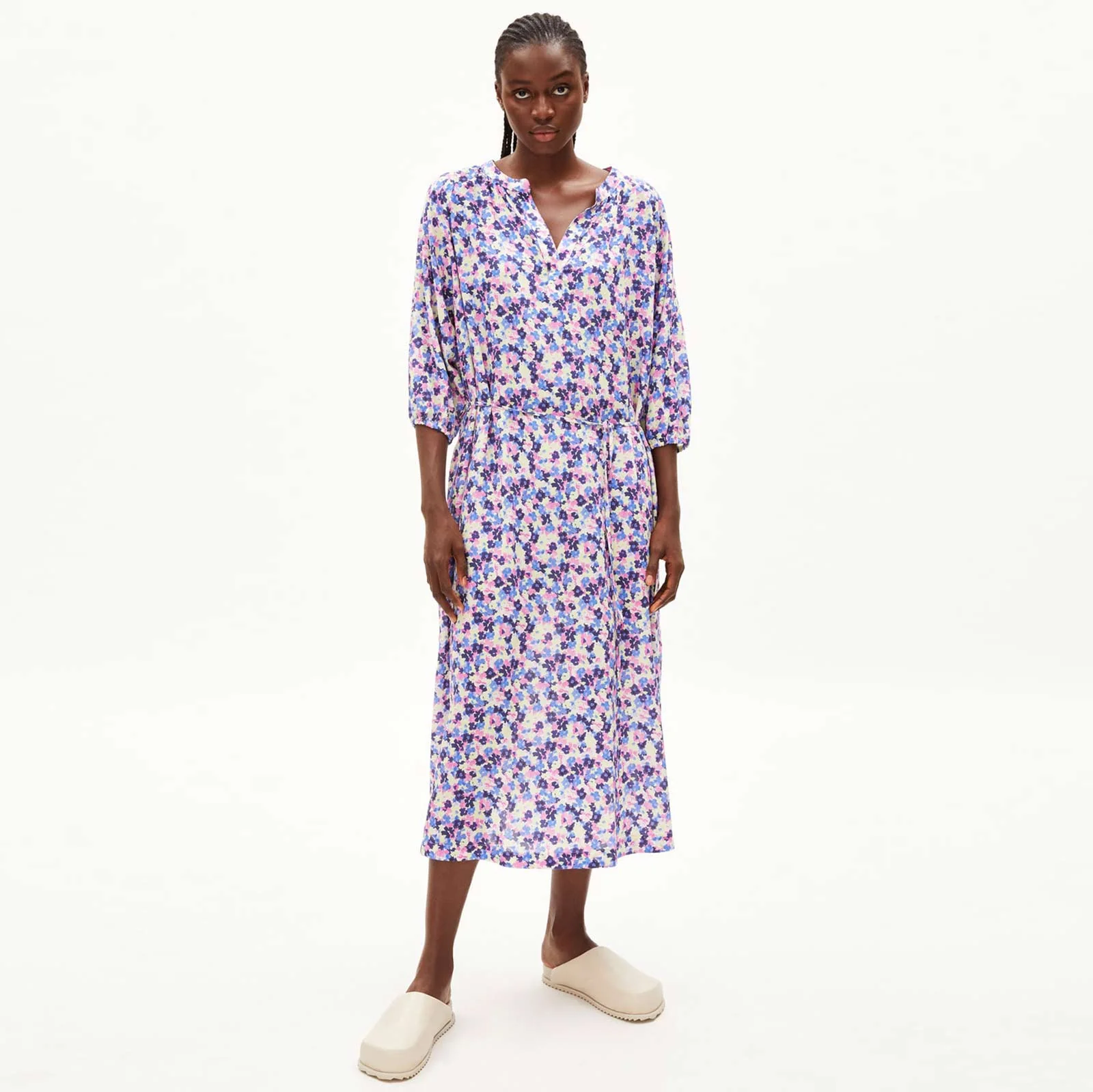 Madithaa Multi Floral Dress light lime