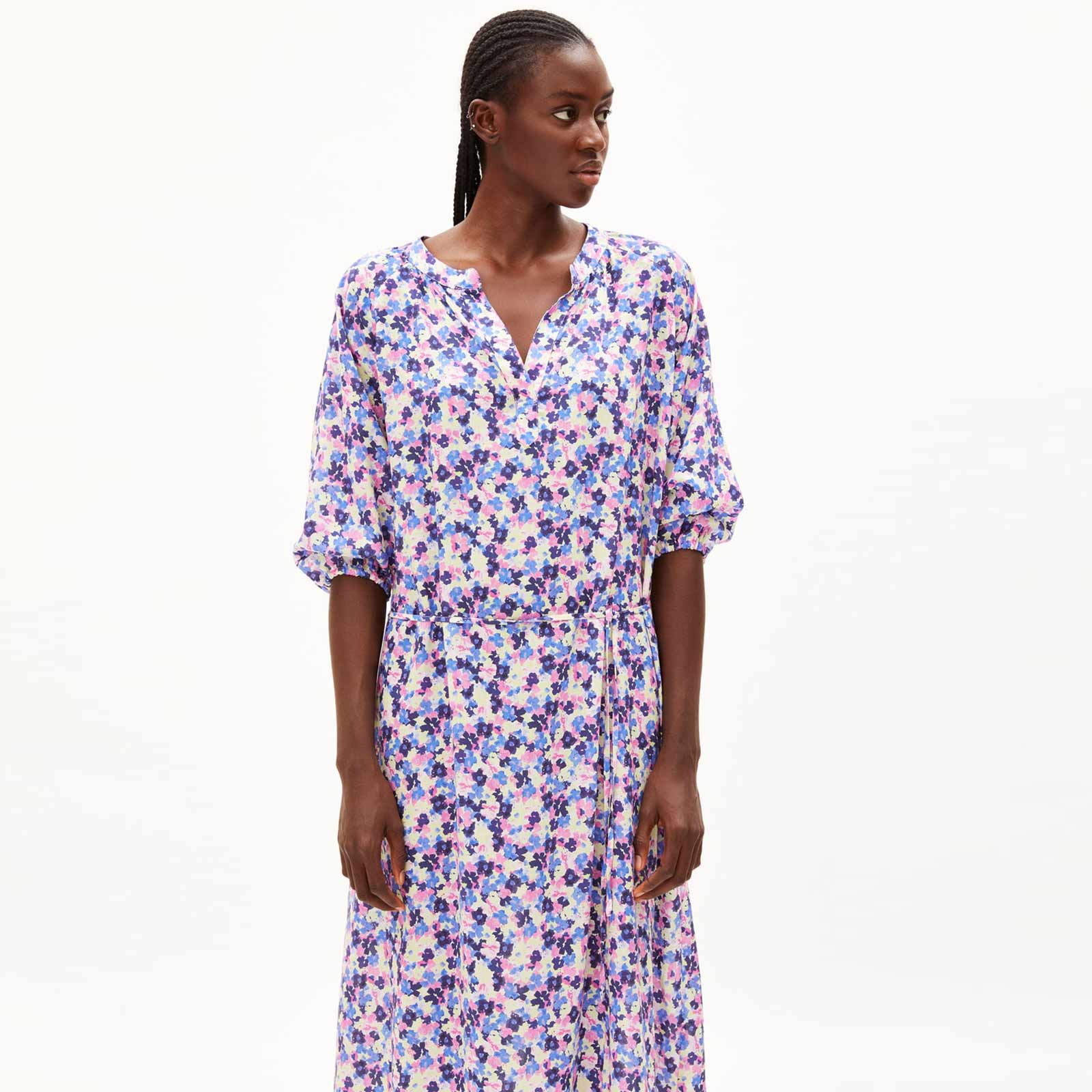 Madithaa Multi Floral Dress light lime - Image 2