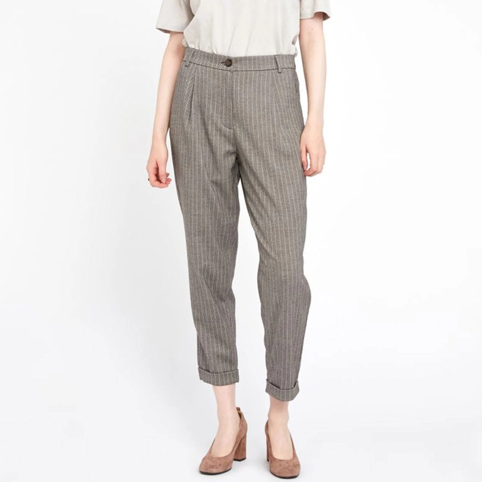 Malou FV 754 Trousers brown sand herringbone